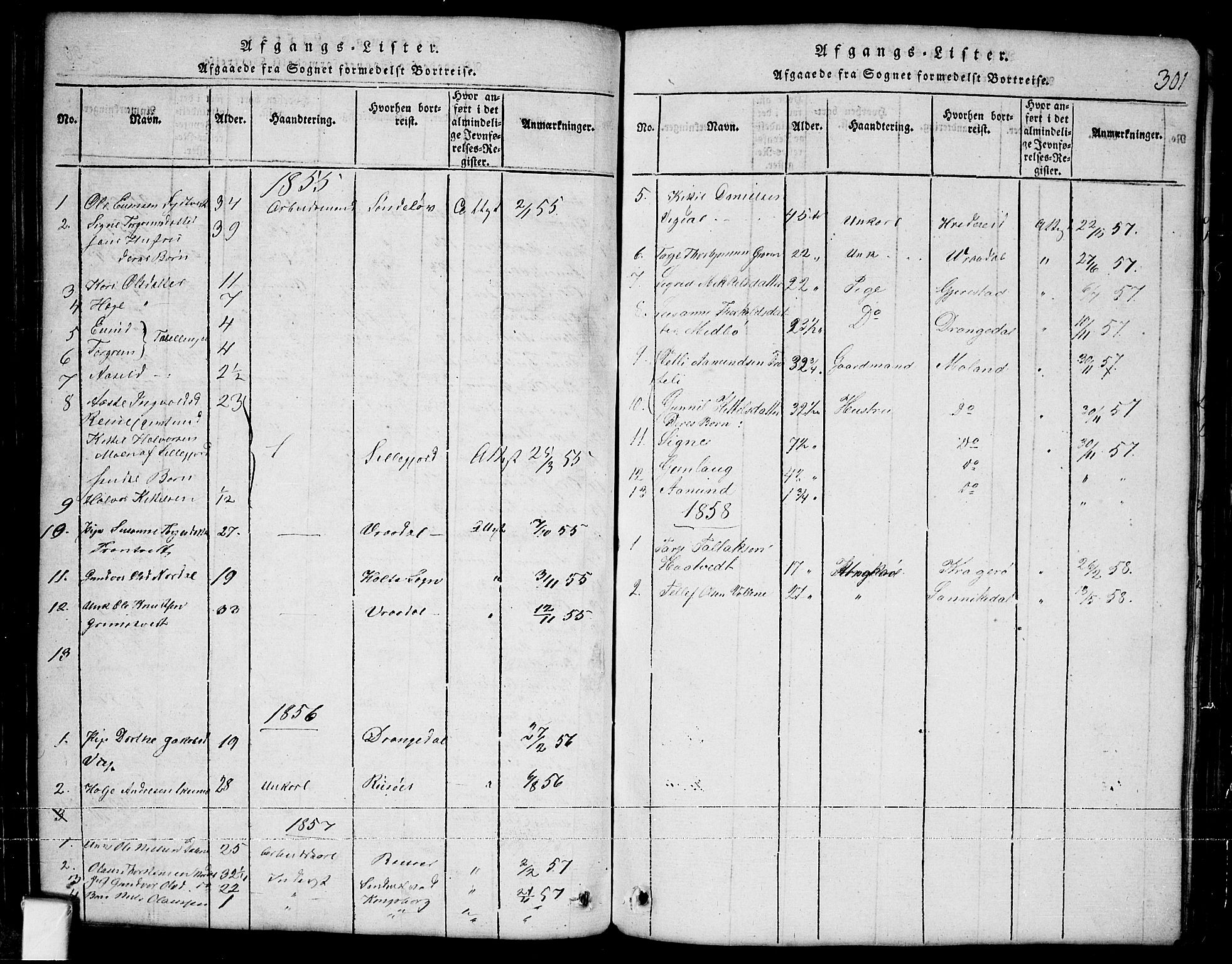 Nissedal kirkebøker, SAKO/A-288/G/Ga/L0001: Parish register (copy) no. I 1, 1814-1860, p. 301