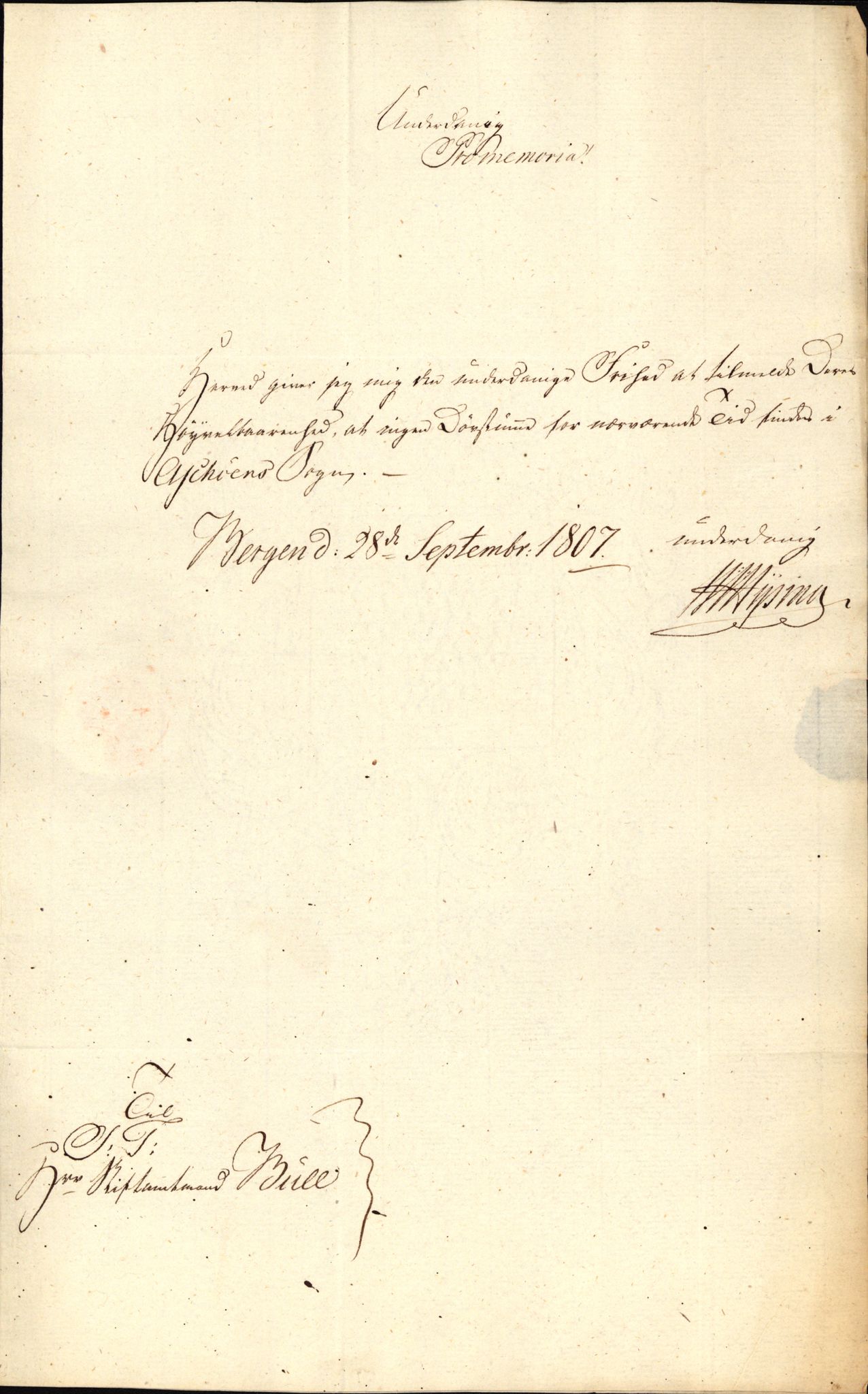 Stiftamtmannen i Bergen, SAB/A-100006/F/Fg/L0078/0003: Lnr. 2124.  / Døvstumme, 1807, p. 2