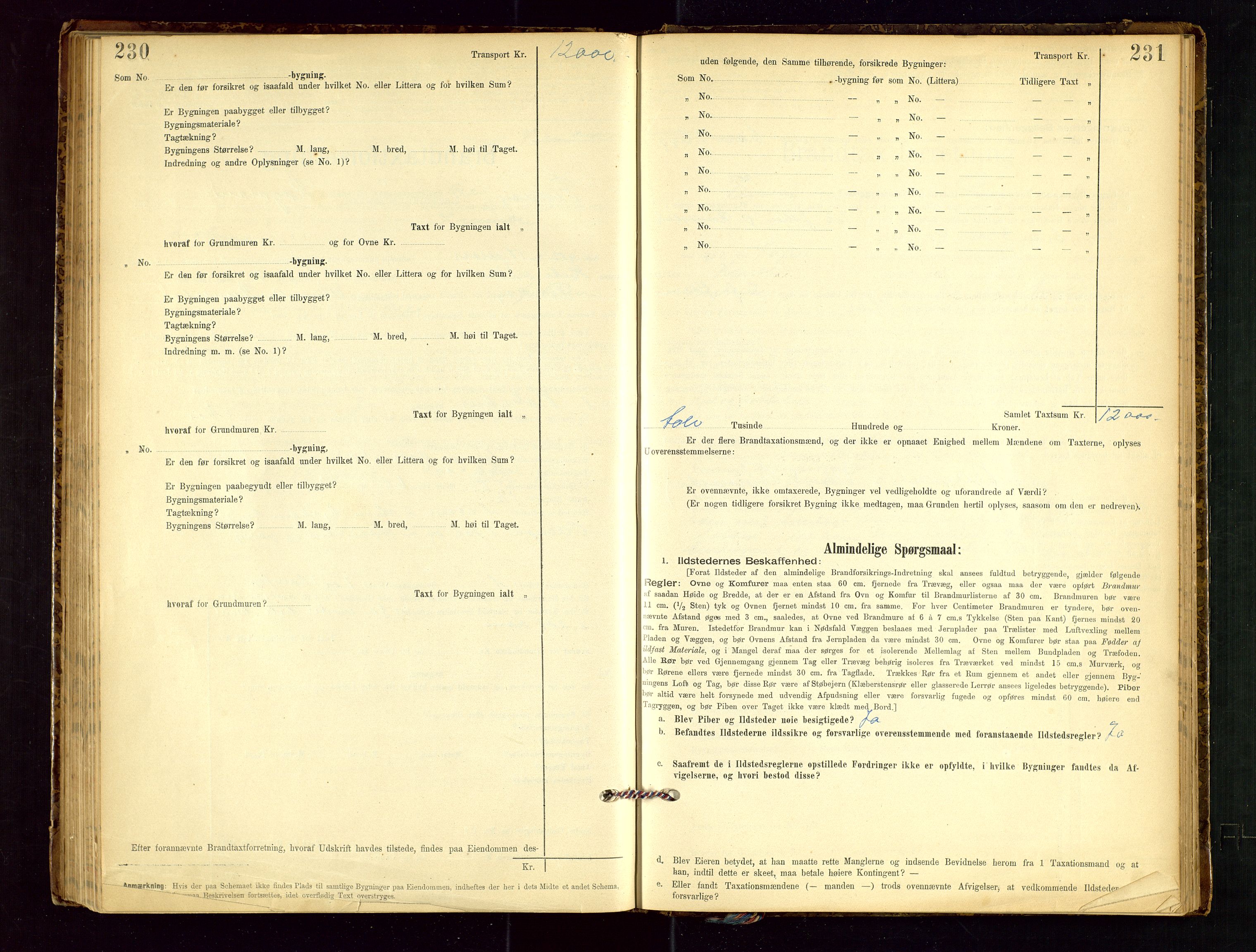 Finnøy lensmannskontor, SAST/A-100442/Goa/L0003: Branntakstprotokoll - skjemaprotokoll, 1896-1954, p. 230-231