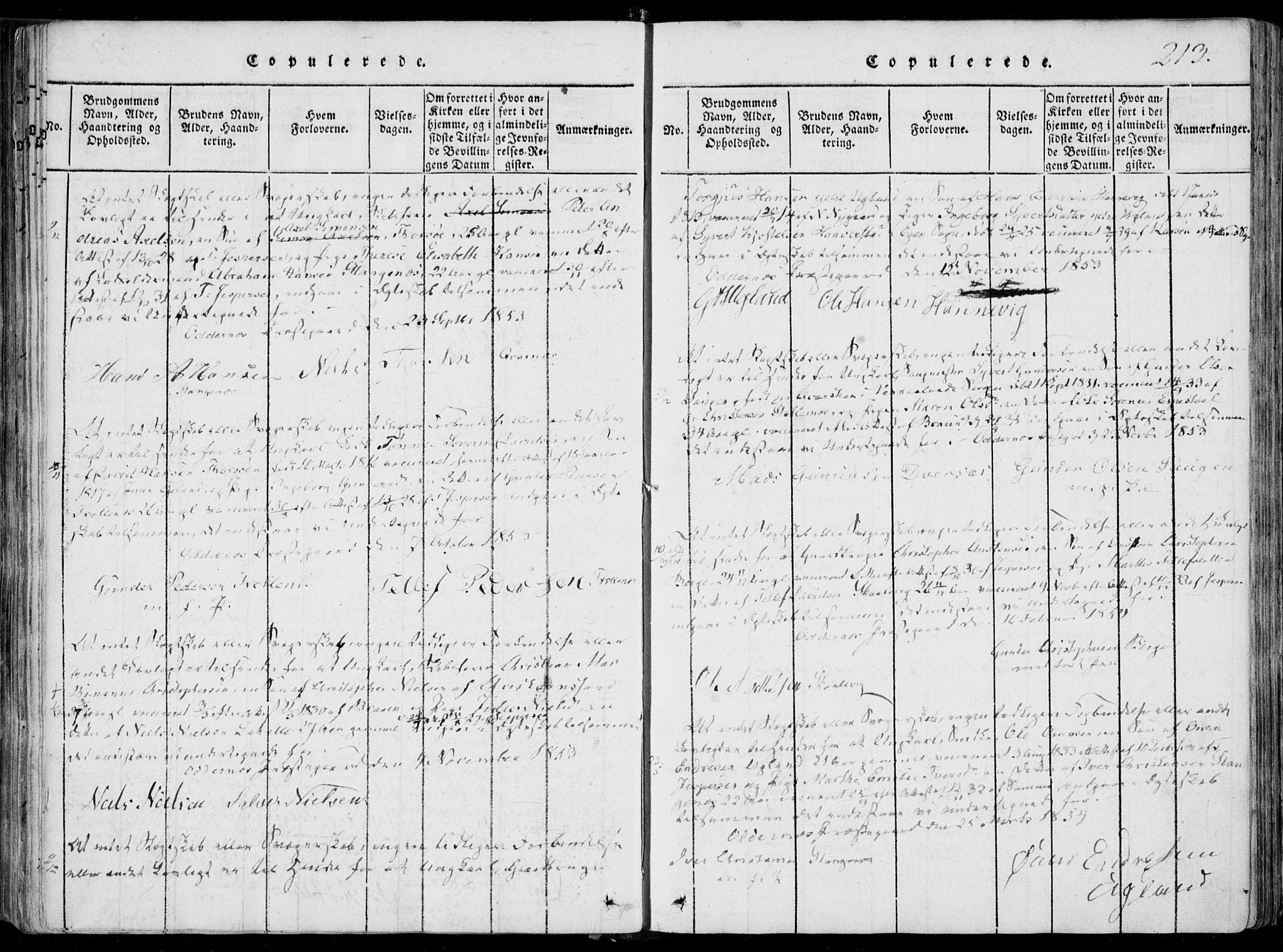 Oddernes sokneprestkontor, SAK/1111-0033/F/Fa/Faa/L0005: Parish register (official) no. A 5, 1820-1838, p. 213