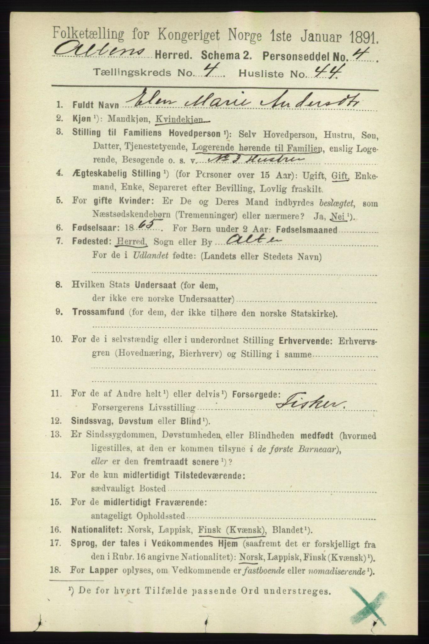 RA, 1891 census for 2012 Alta, 1891, p. 1581