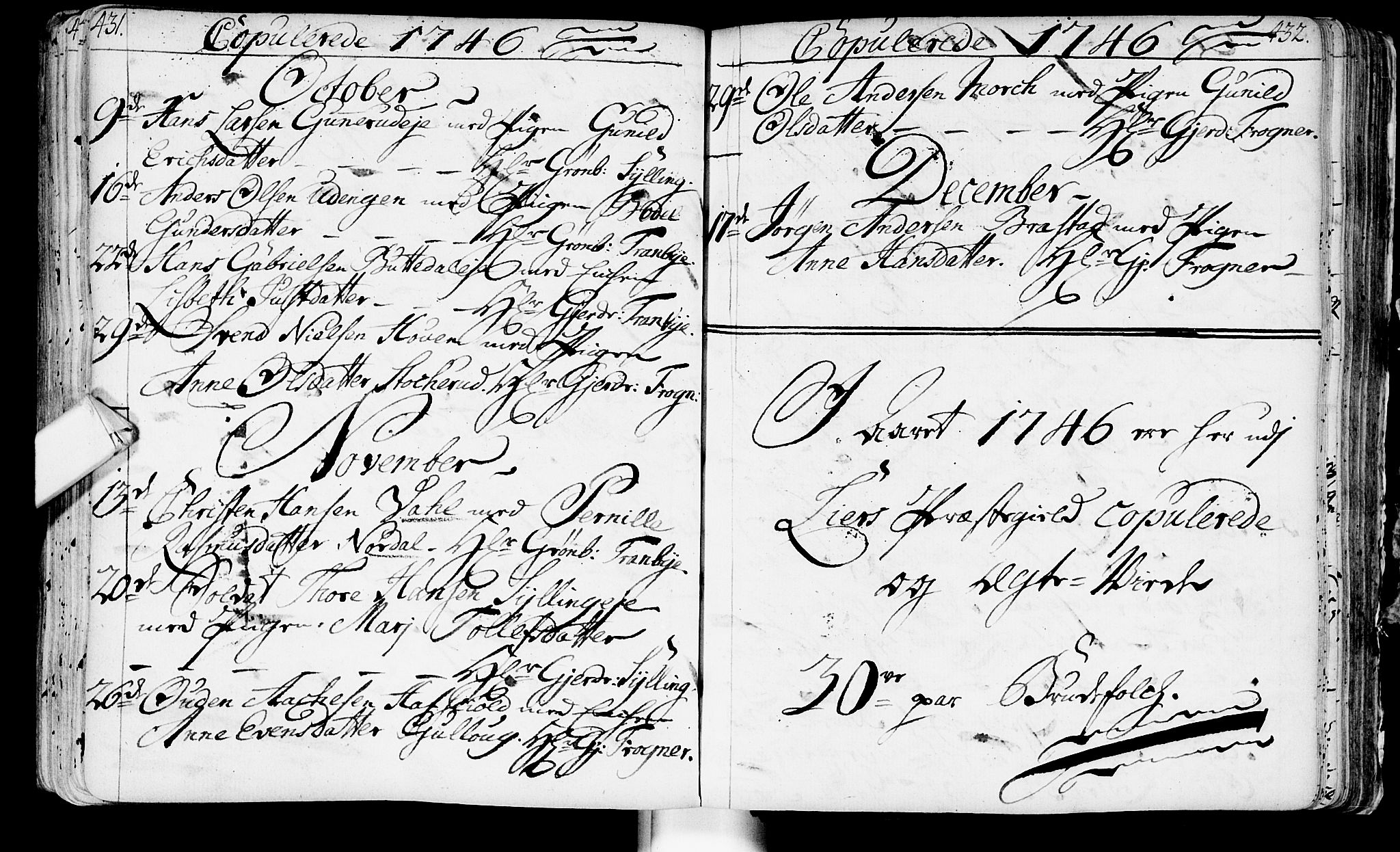 Lier kirkebøker, SAKO/A-230/F/Fa/L0003: Parish register (official) no. I 3, 1727-1748, p. 431-432