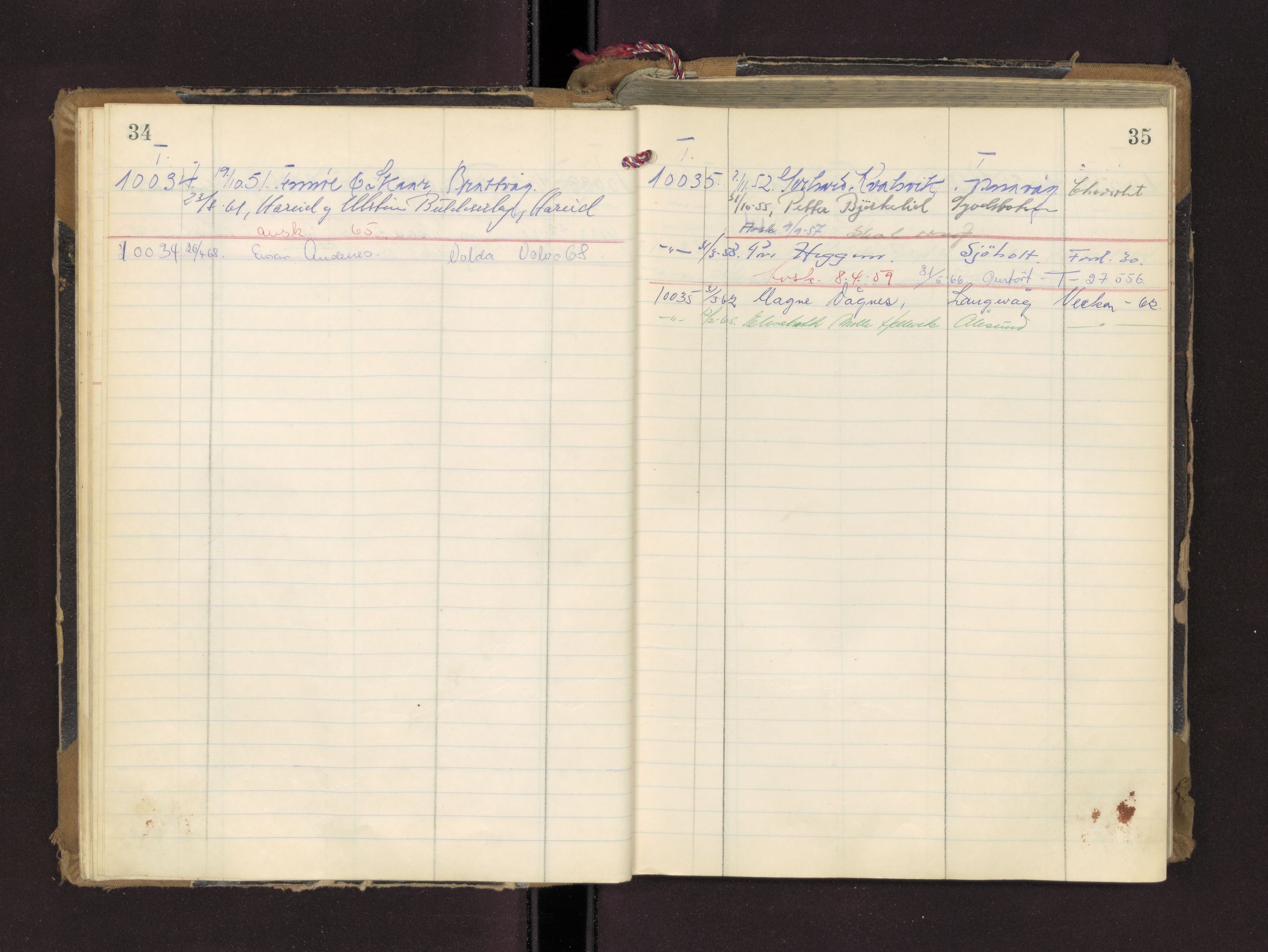 Møre og Romsdal vegkontor - Ålesund trafikkstasjon, AV/SAT-A-4099/F/Fc/L0005: Bilregister; T 10000 - T 10599, 1945-1970