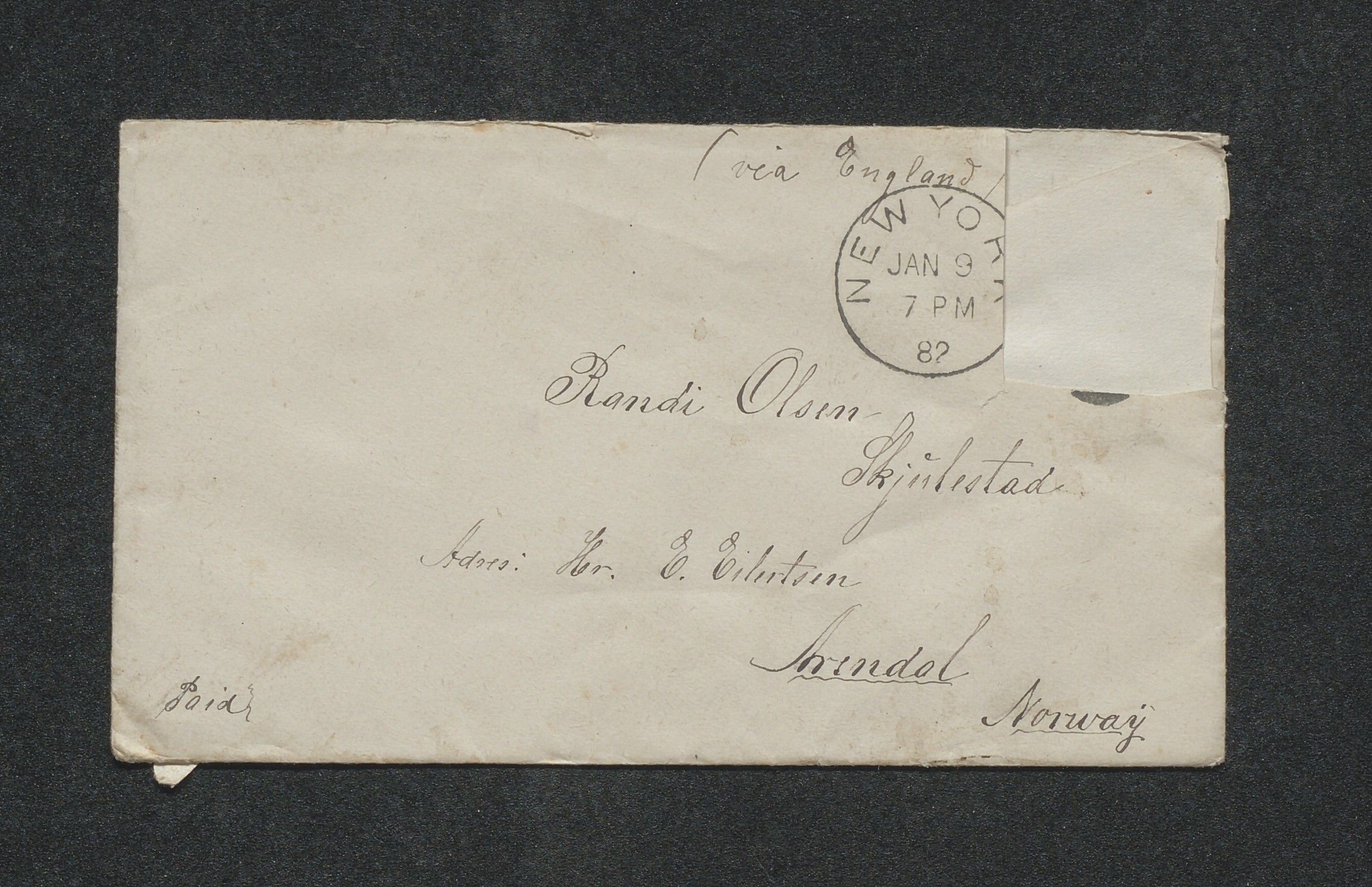 Randi Olsen Skjulestads brevsamling, AAKS/PA-2585/K/K01/L0001: Brev, 1873-1887