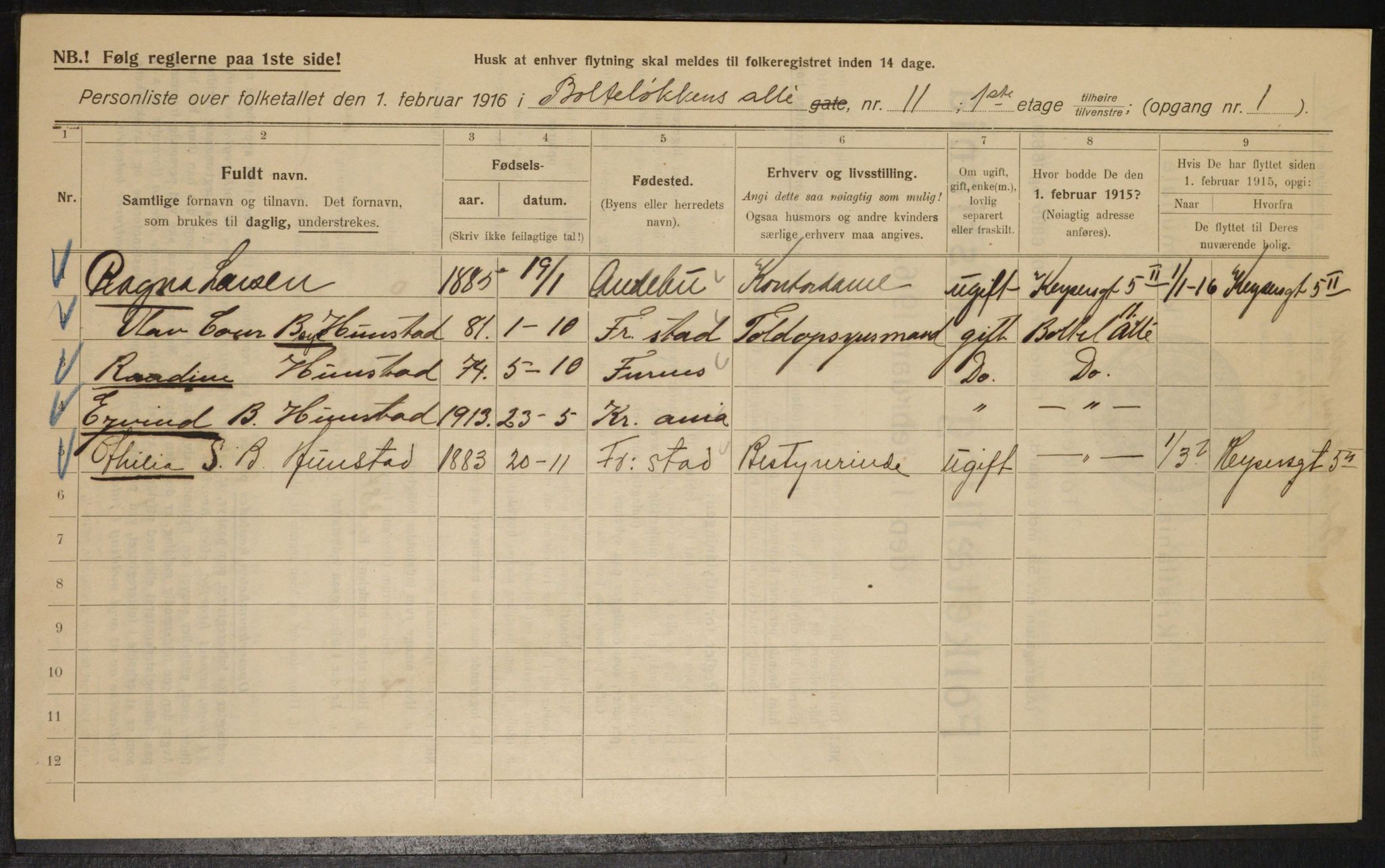 OBA, Municipal Census 1916 for Kristiania, 1916, p. 7754