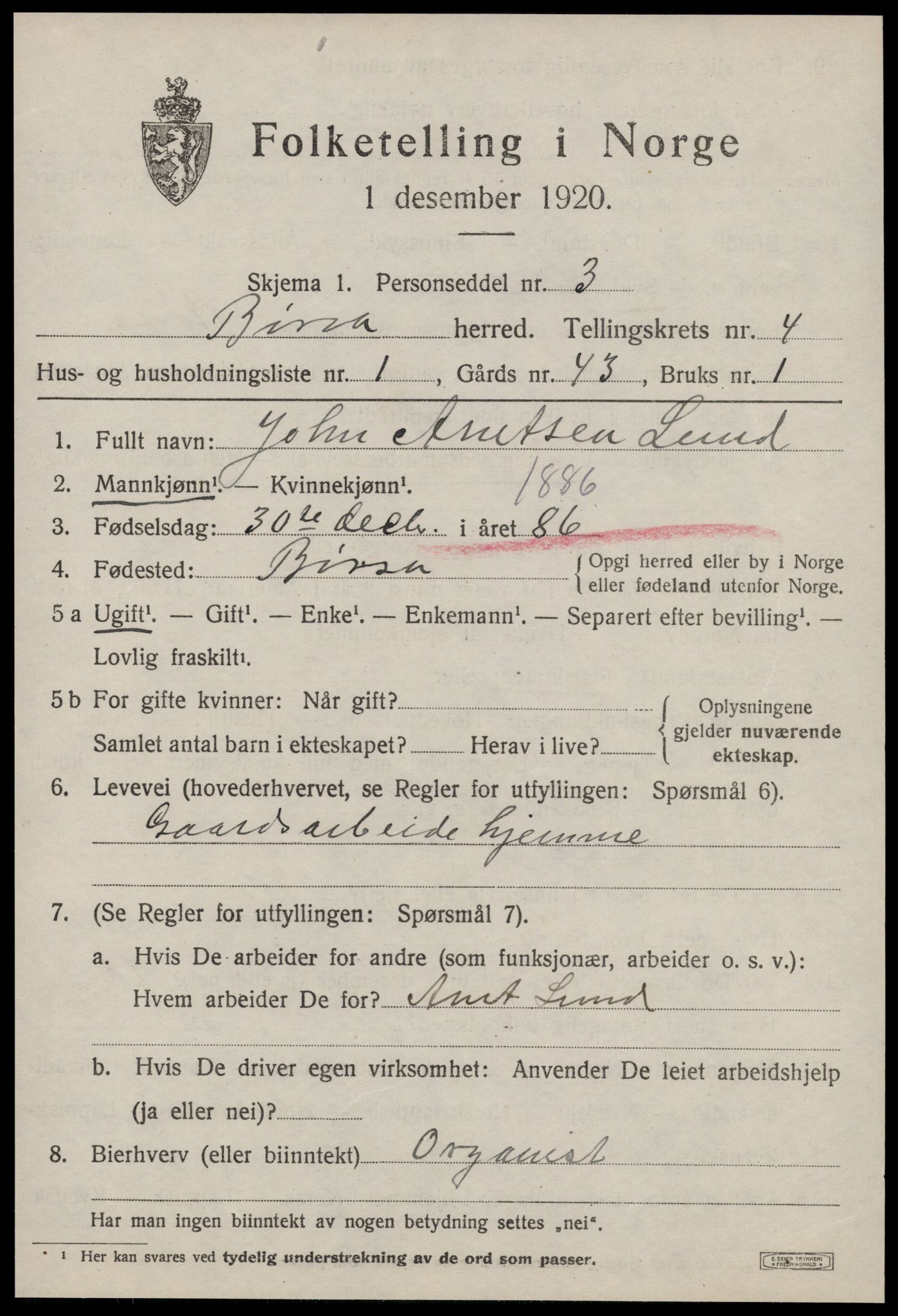 SAT, 1920 census for Børsa, 1920, p. 2533