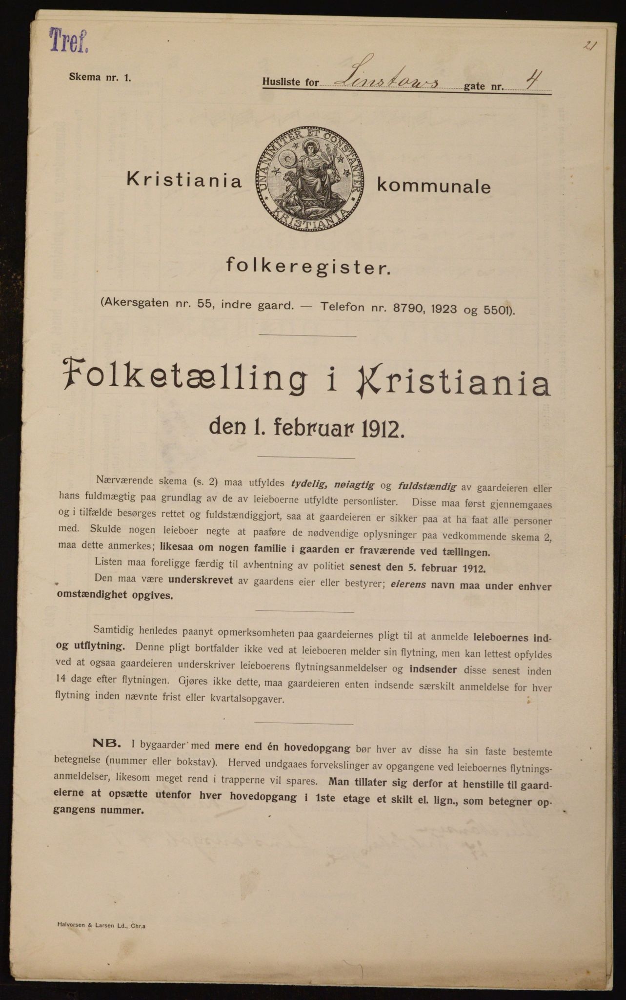 OBA, Municipal Census 1912 for Kristiania, 1912, p. 58050