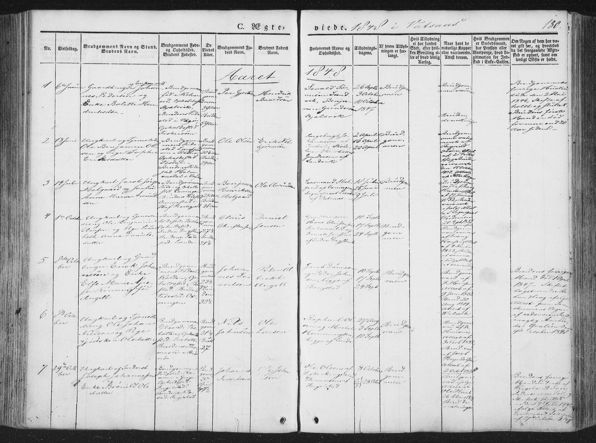 Ministerialprotokoller, klokkerbøker og fødselsregistre - Nordland, AV/SAT-A-1459/810/L0144: Parish register (official) no. 810A07 /1, 1841-1862, p. 180