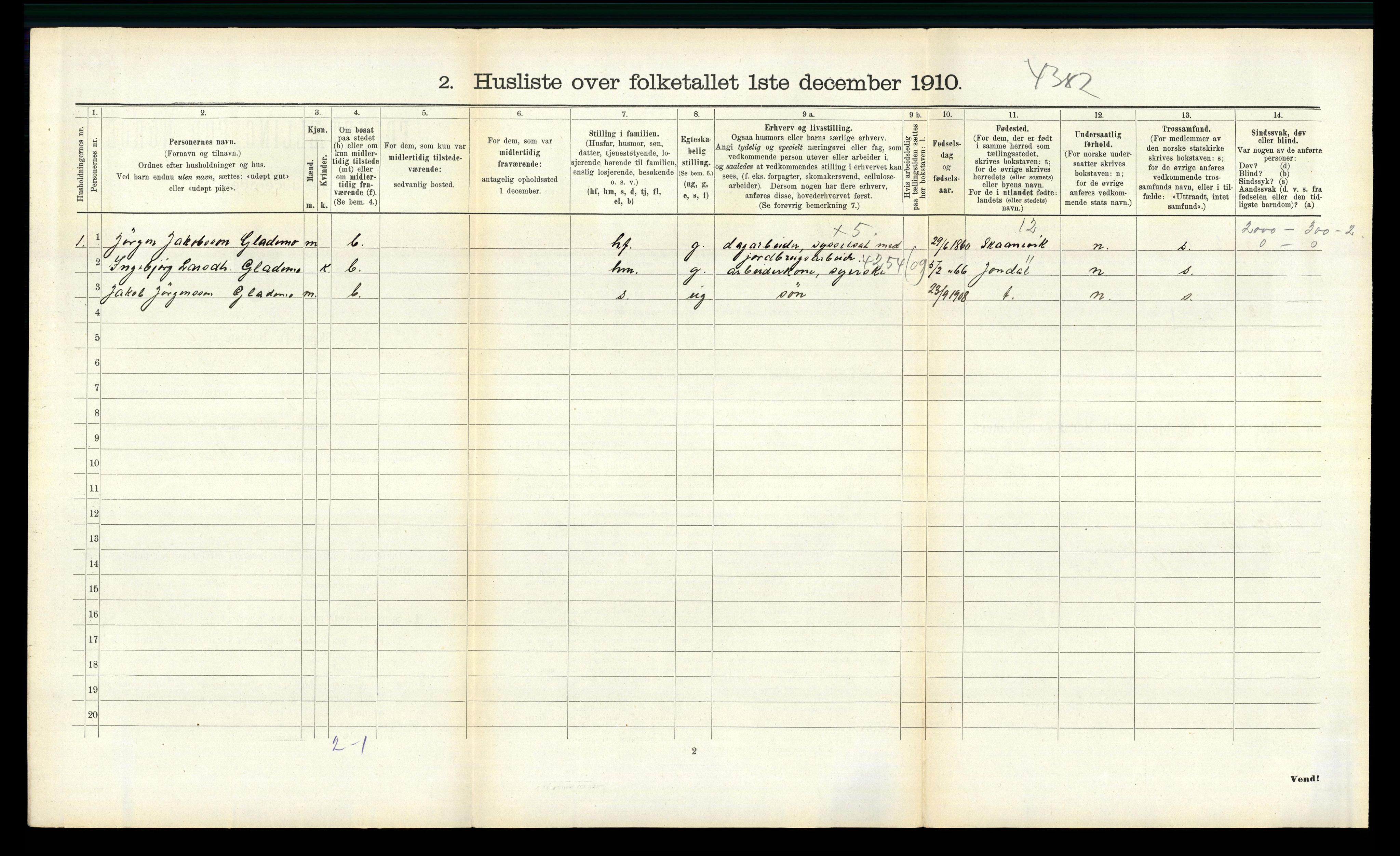 RA, 1910 census for Ullensvang, 1910, p. 974