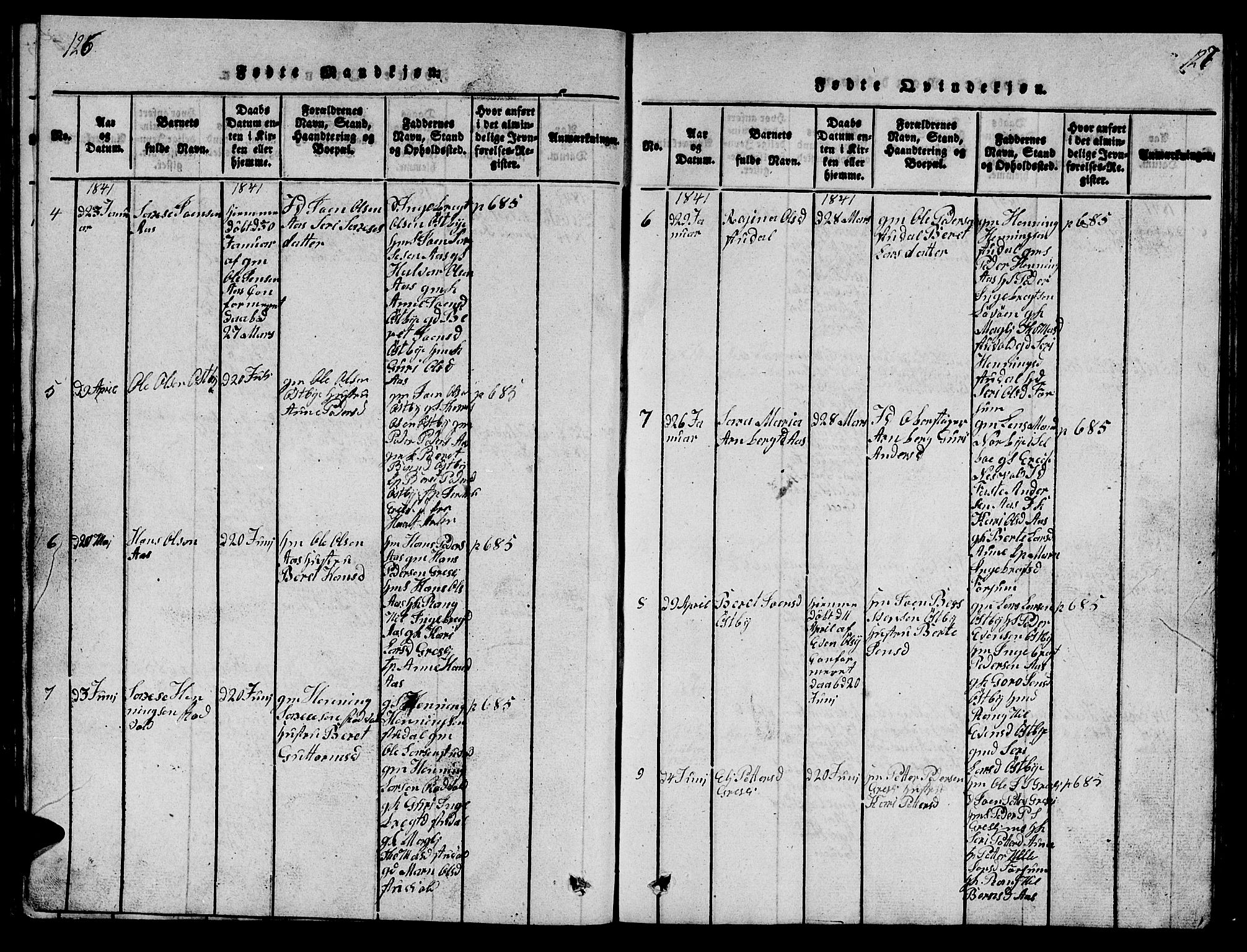 Ministerialprotokoller, klokkerbøker og fødselsregistre - Sør-Trøndelag, SAT/A-1456/698/L1164: Parish register (copy) no. 698C01, 1816-1861, p. 126-127