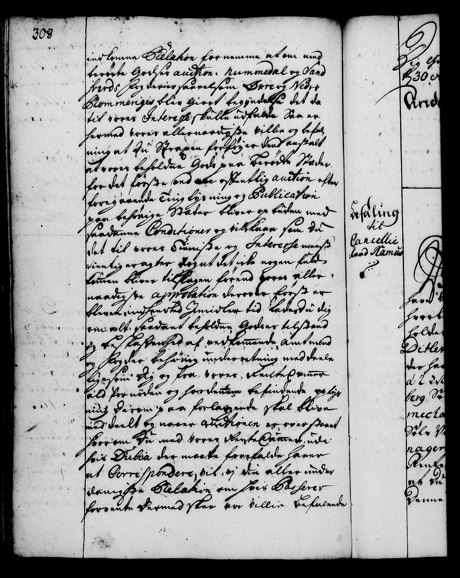 Rentekammeret, Kammerkanselliet, RA/EA-3111/G/Gg/Gga/L0002: Norsk ekspedisjonsprotokoll med register (merket RK 53.2), 1723-1727, p. 308