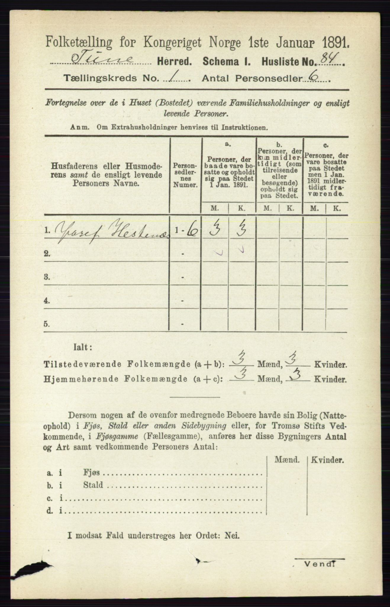 RA, 1891 census for 0130 Tune, 1891, p. 134