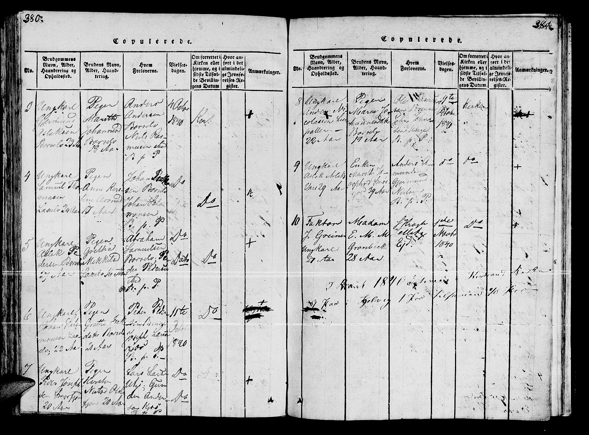 Kistrand/Porsanger sokneprestembete, AV/SATØ-S-1351/H/Ha/L0003.kirke: Parish register (official) no. 3, 1825-1842, p. 380-381