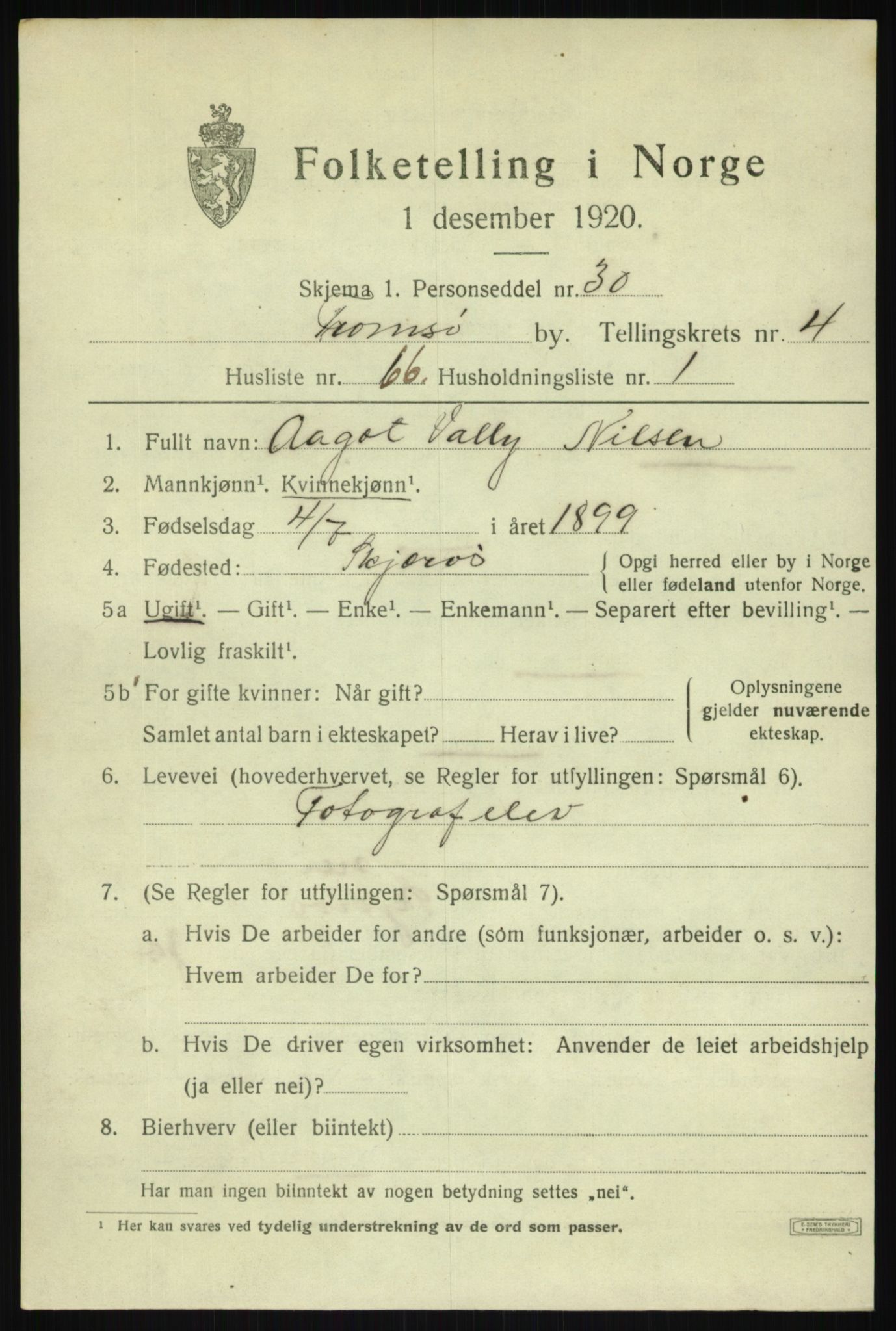 SATØ, 1920 census for Tromsø, 1920, p. 13182