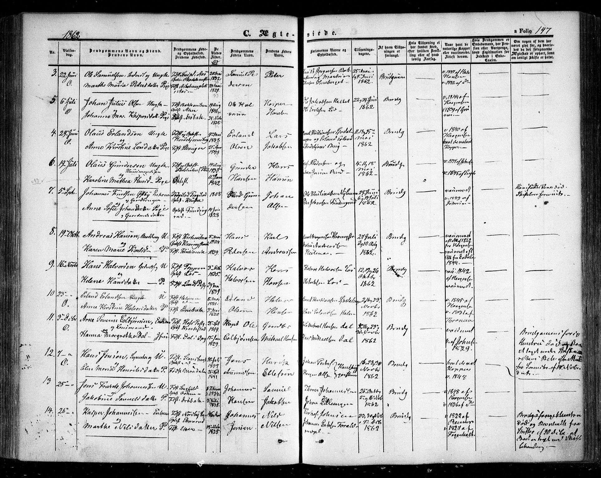 Nesodden prestekontor Kirkebøker, AV/SAO-A-10013/F/Fa/L0007: Parish register (official) no. I 7, 1848-1868, p. 147