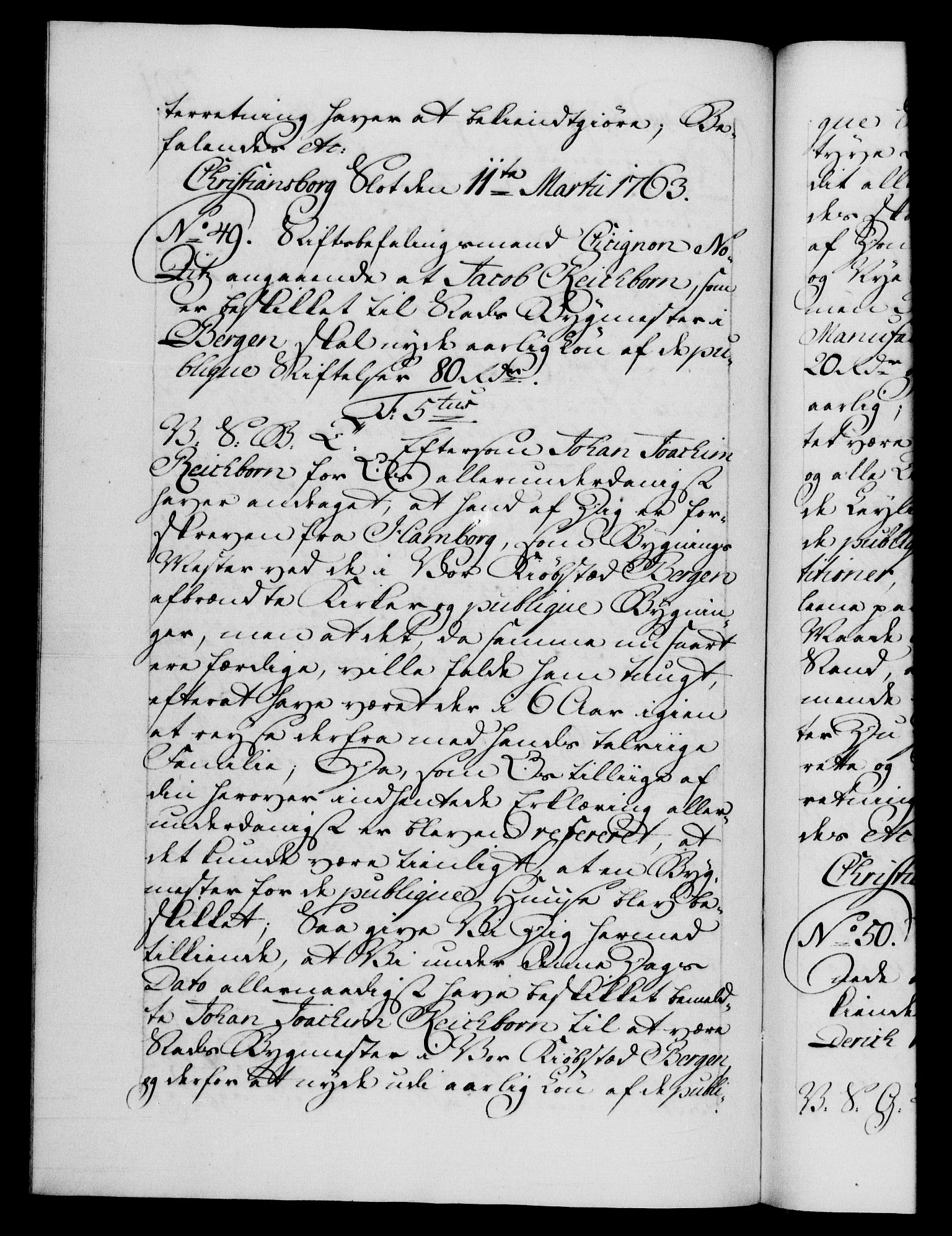 Danske Kanselli 1572-1799, AV/RA-EA-3023/F/Fc/Fca/Fcab/L0037: Norske tegnelser, 1762-1766, p. 201b
