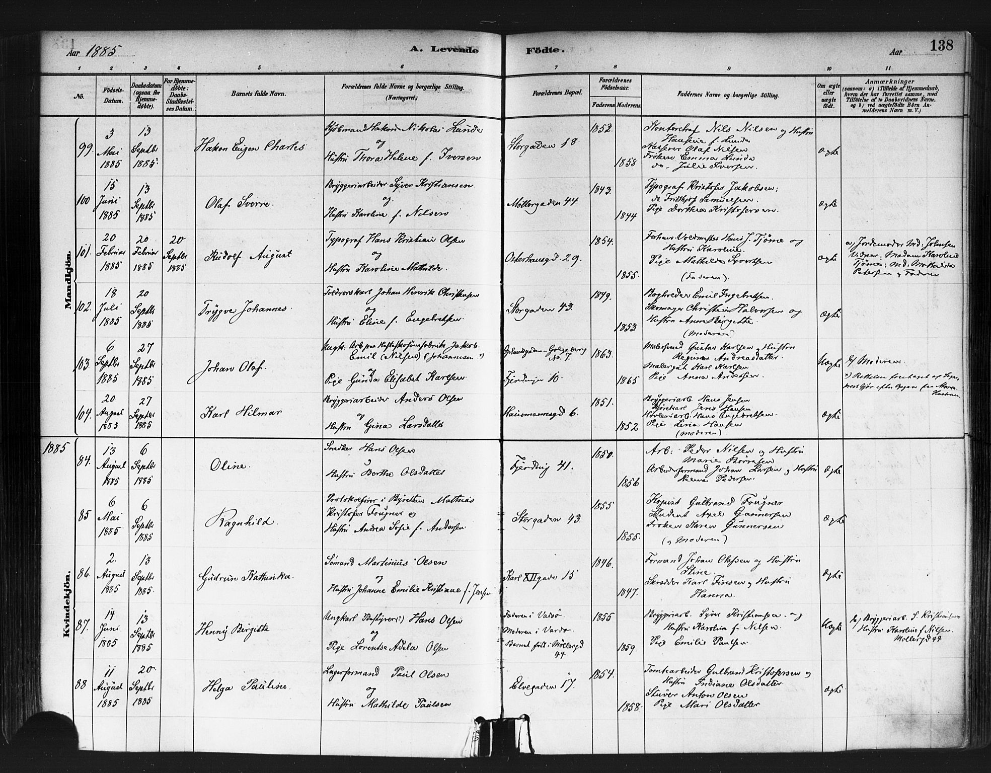 Jakob prestekontor Kirkebøker, SAO/A-10850/F/Fa/L0003: Parish register (official) no. 3, 1880-1895, p. 138