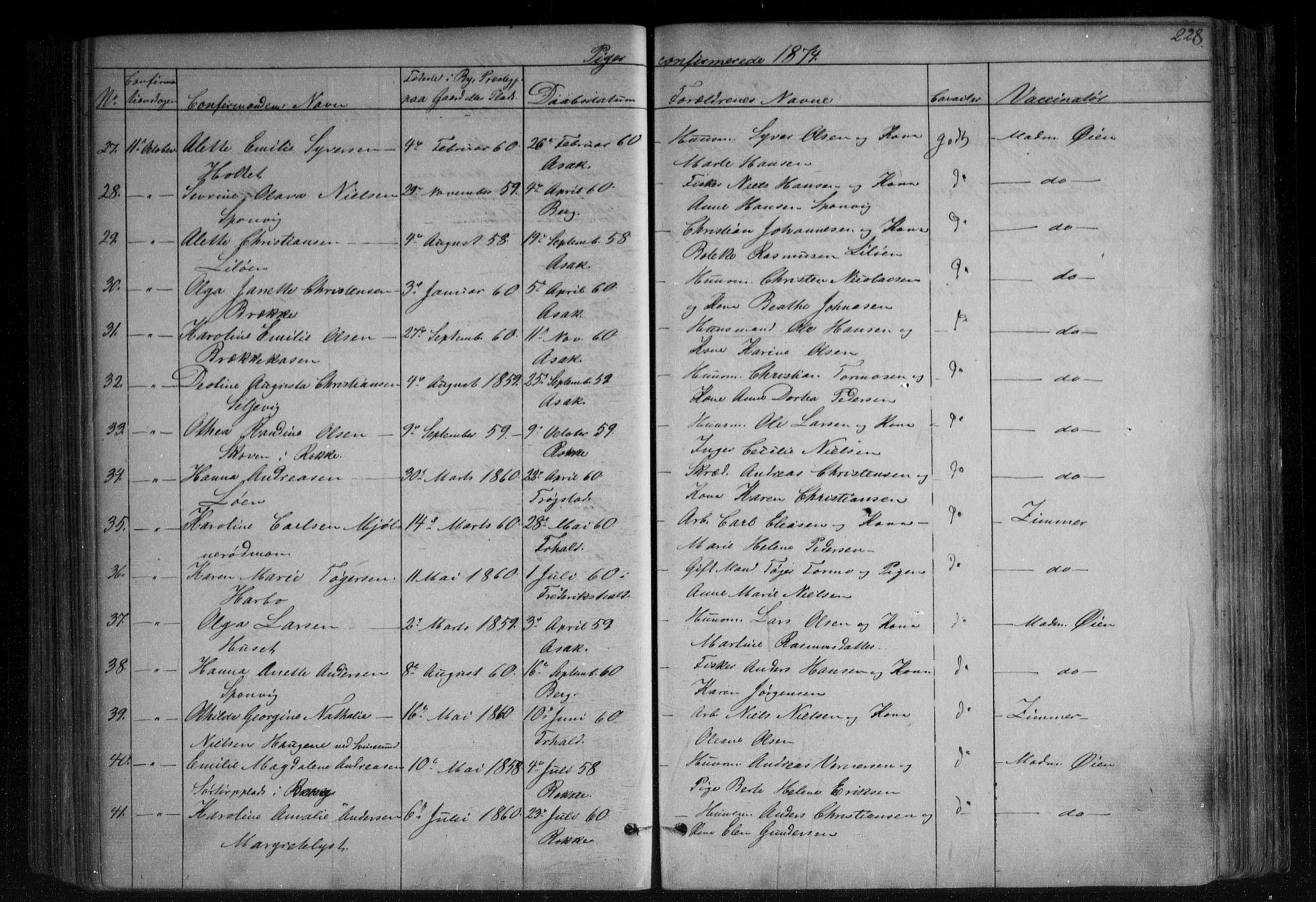Berg prestekontor Kirkebøker, AV/SAO-A-10902/F/Fa/L0005: Parish register (official) no. I 5, 1861-1877, p. 228