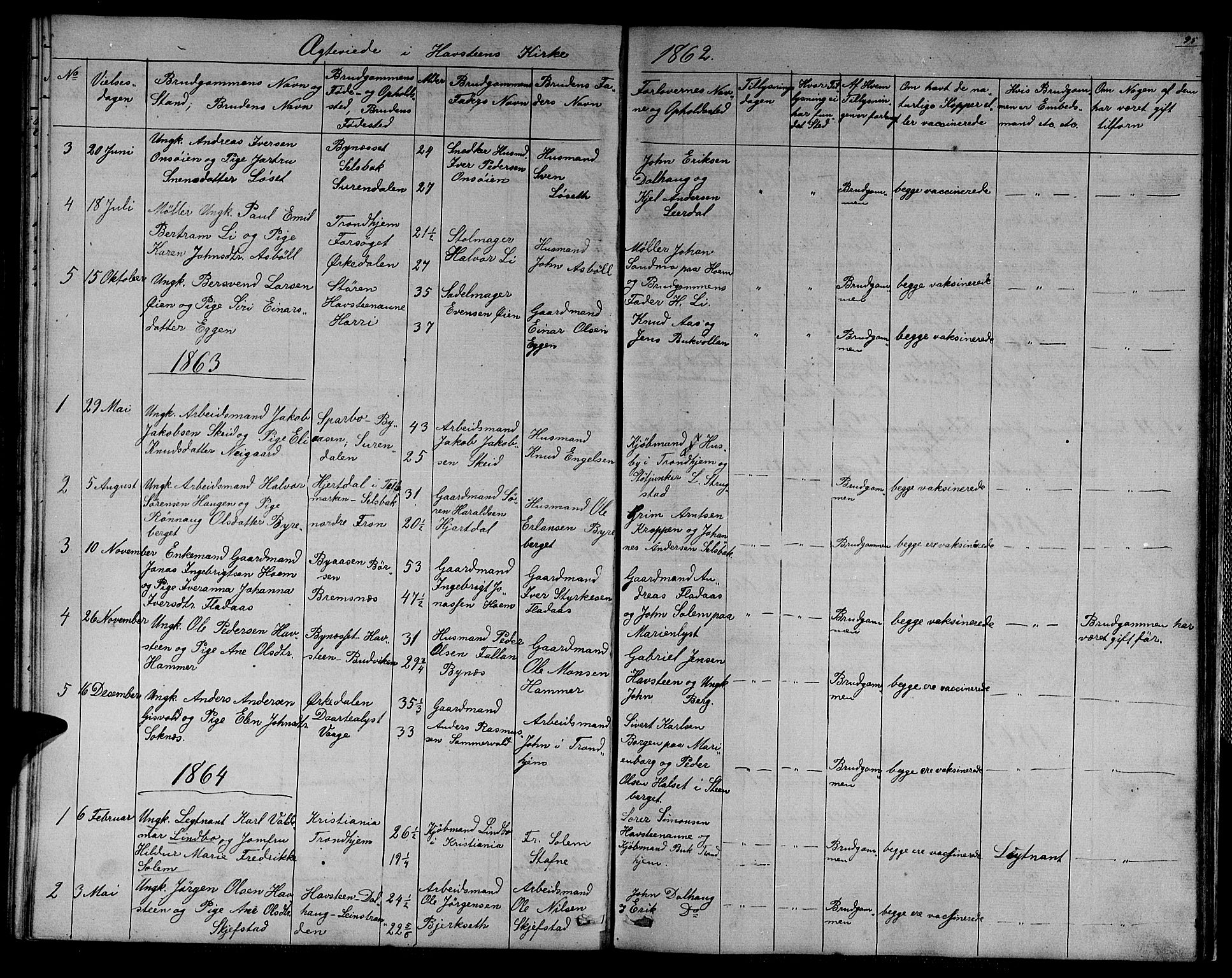 Ministerialprotokoller, klokkerbøker og fødselsregistre - Sør-Trøndelag, SAT/A-1456/611/L0353: Parish register (copy) no. 611C01, 1854-1881, p. 95