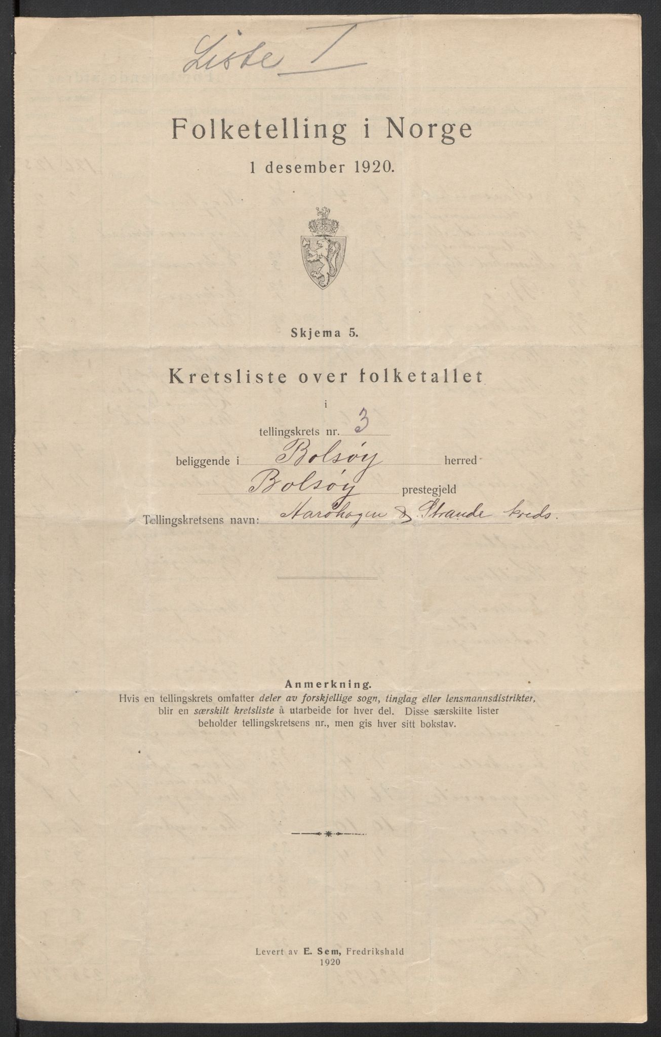 SAT, 1920 census for Bolsøy, 1920, p. 17