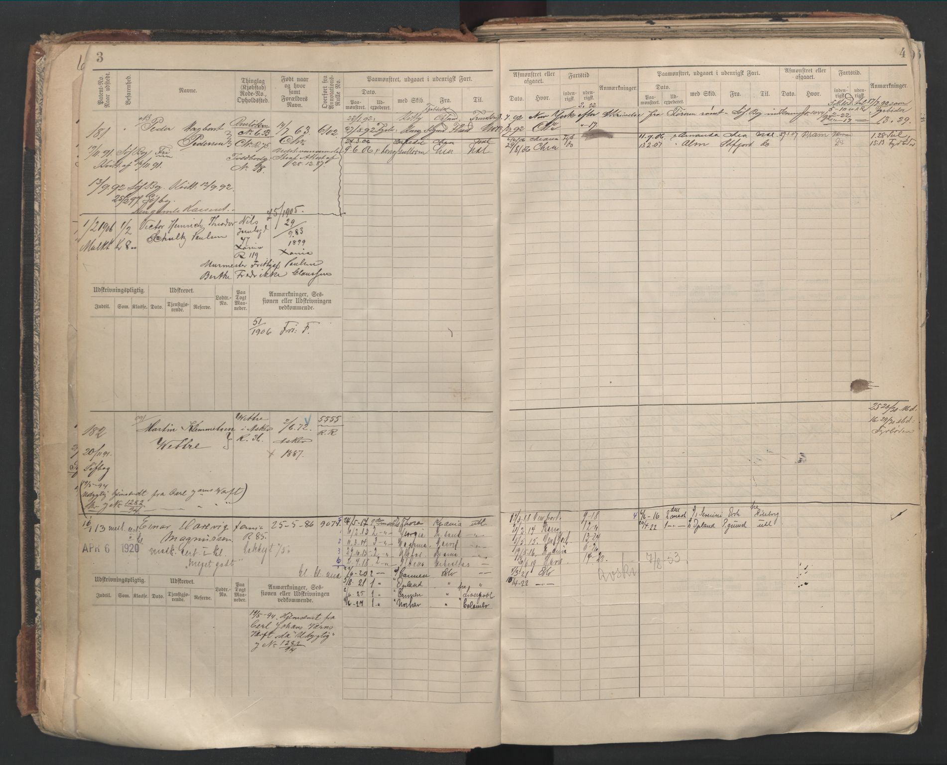 Oslo sjømannskontor, AV/SAO-A-10595/F/Fd/L0001: B-rulle, 1891-1906, p. 3-4