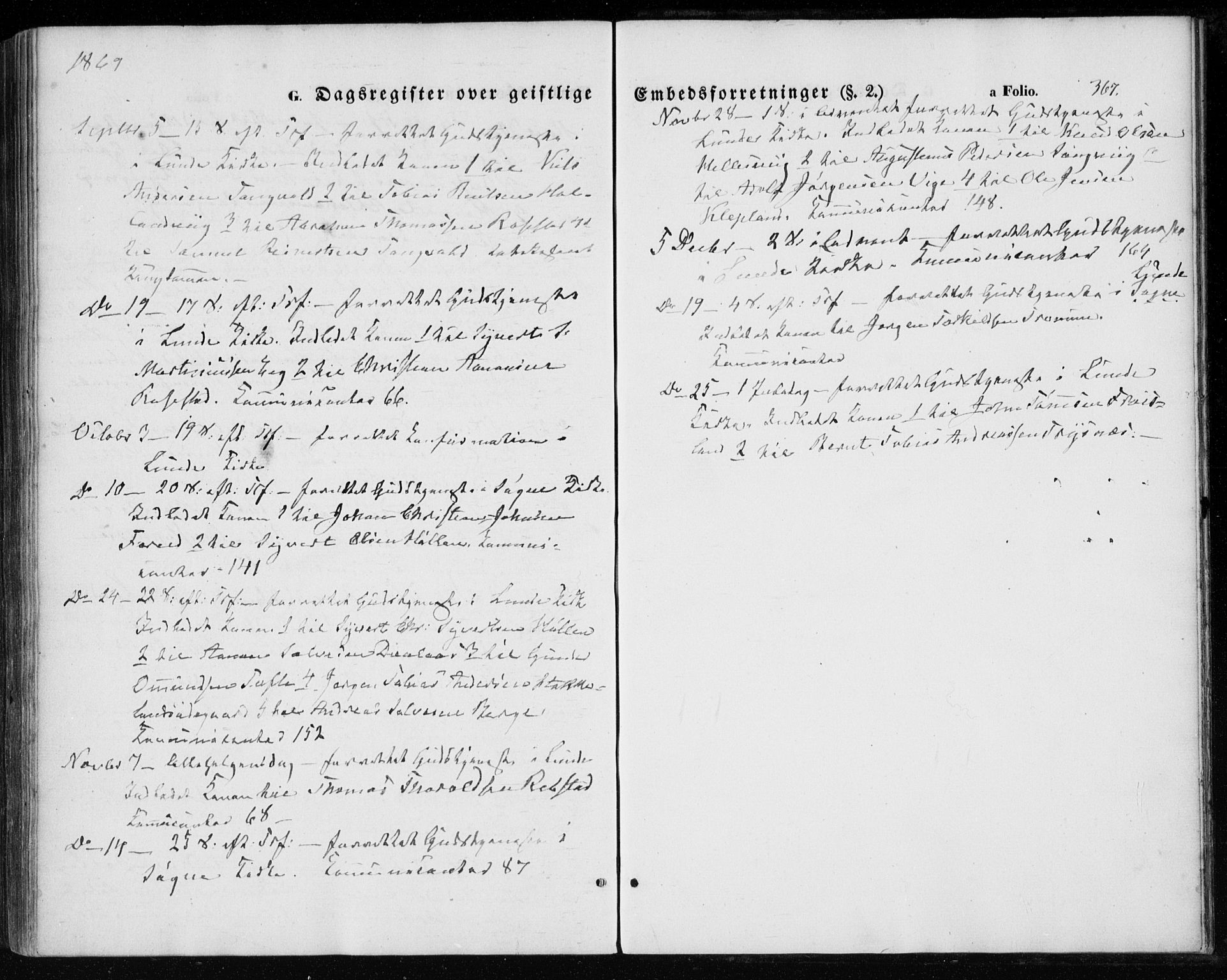 Søgne sokneprestkontor, AV/SAK-1111-0037/F/Fa/Fab/L0010: Parish register (official) no. A 10, 1853-1869, p. 367