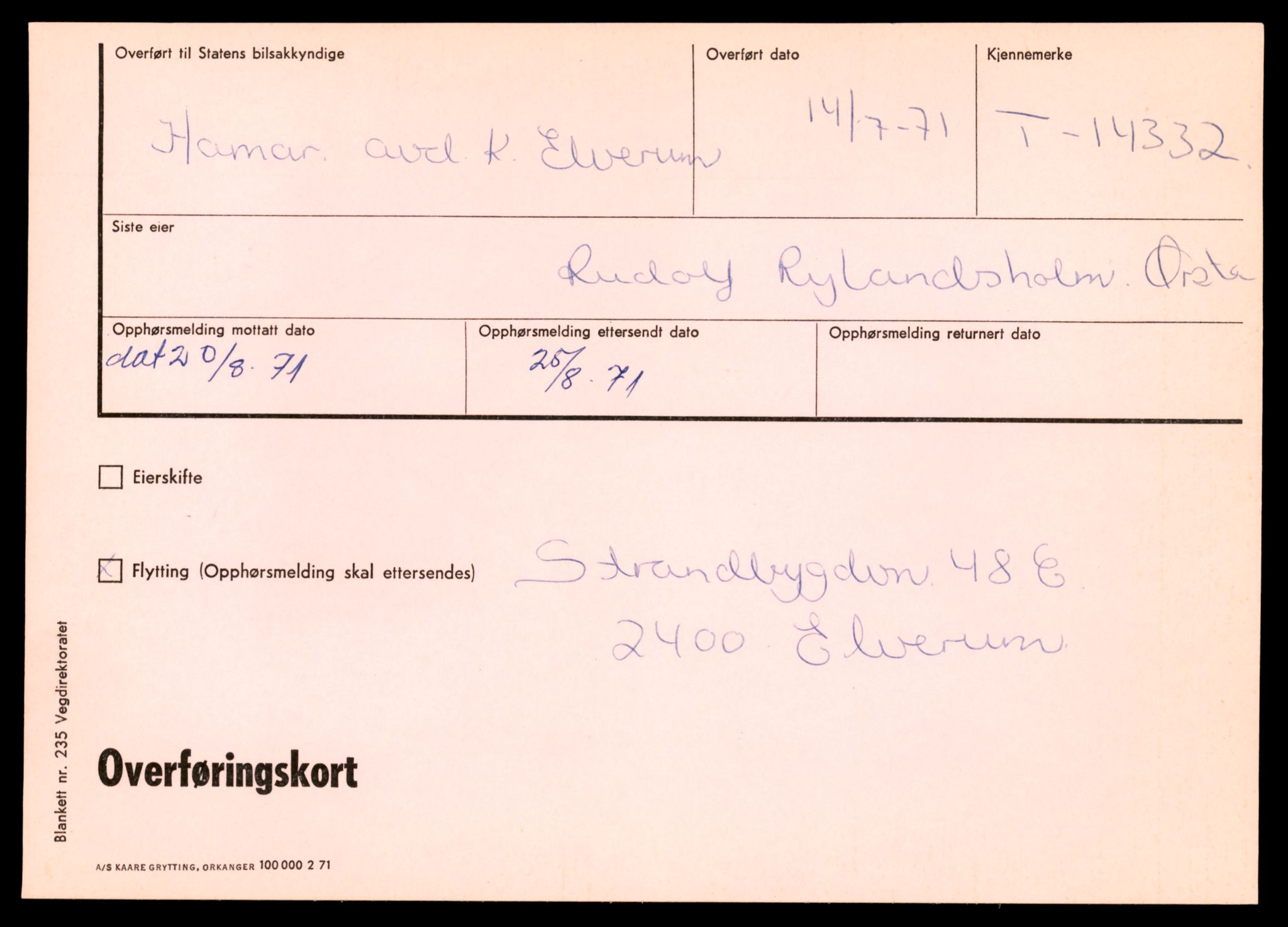 Møre og Romsdal vegkontor - Ålesund trafikkstasjon, AV/SAT-A-4099/F/Fe/L0045: Registreringskort for kjøretøy T 14320 - T 14444, 1927-1998, p. 331