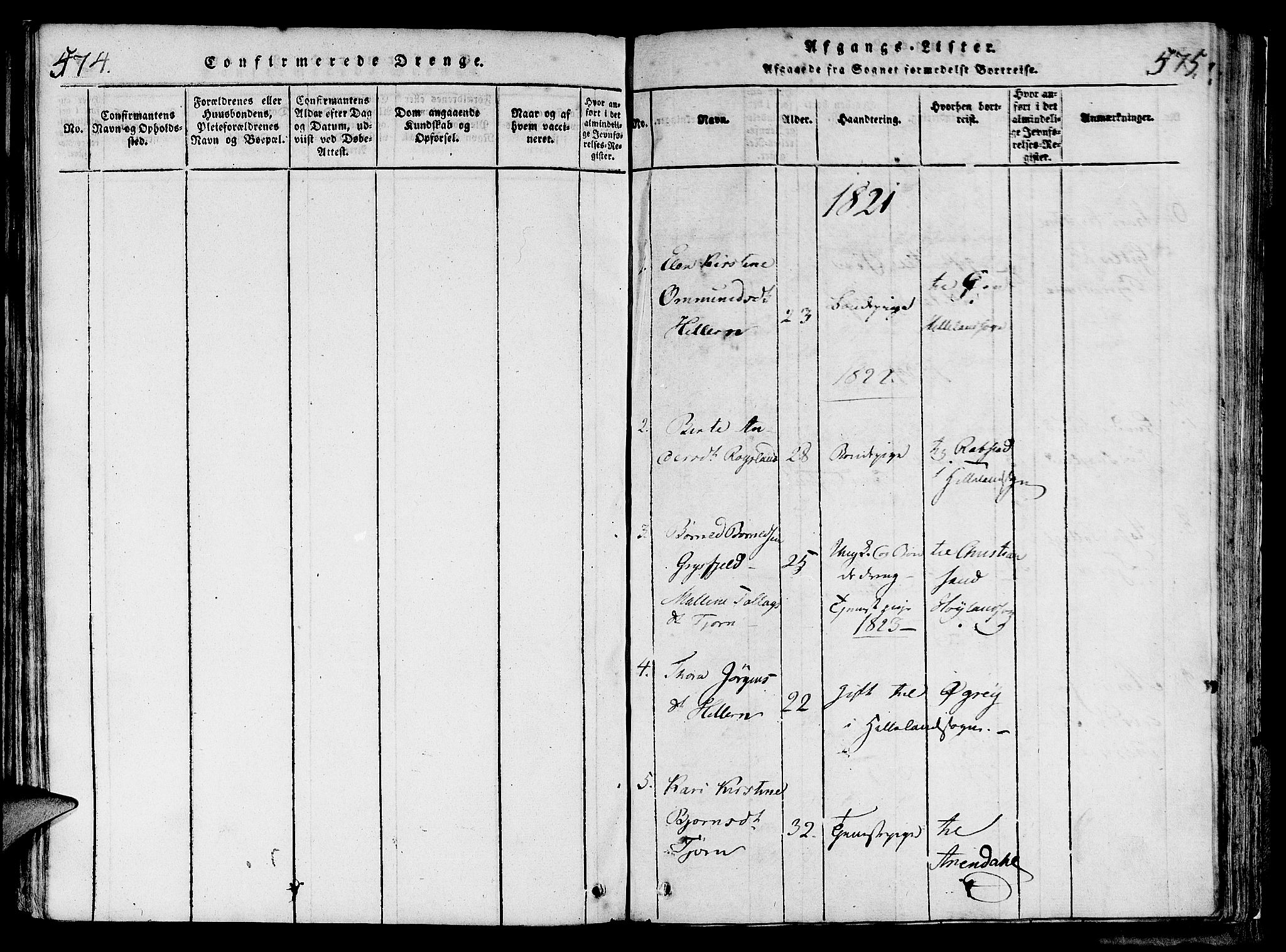 Lund sokneprestkontor, SAST/A-101809/S06/L0006: Parish register (official) no. A 6, 1816-1839, p. 574-575