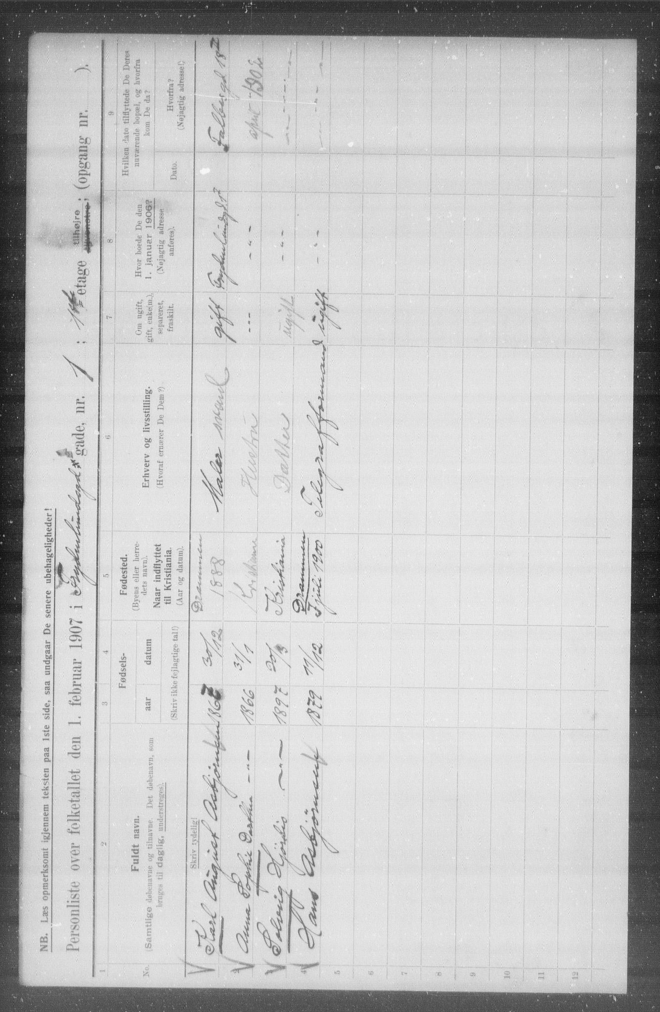 OBA, Municipal Census 1907 for Kristiania, 1907, p. 14203