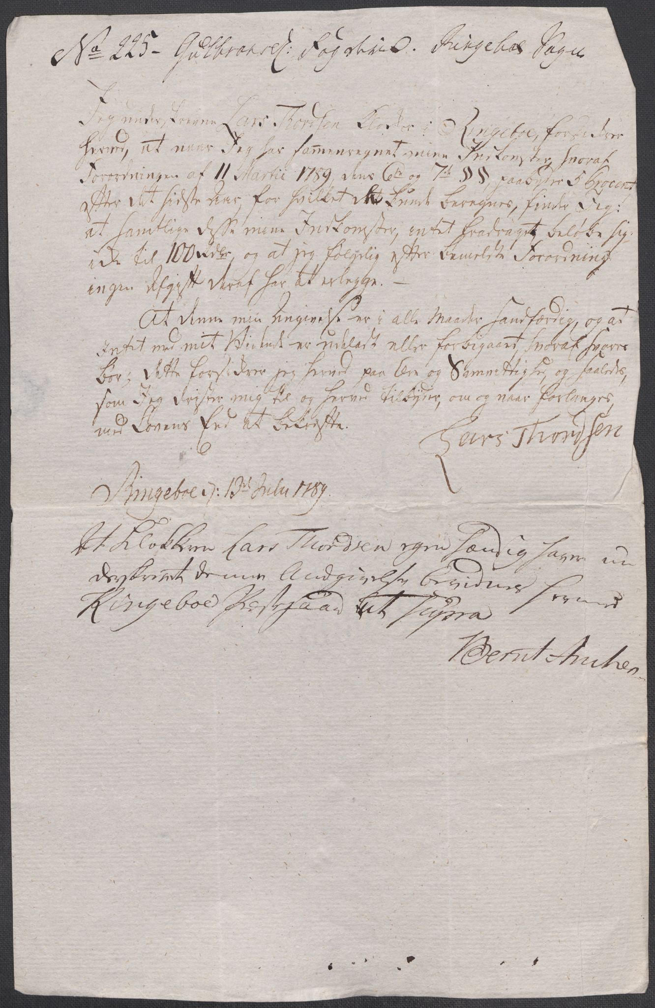 Rentekammeret inntil 1814, Reviderte regnskaper, Mindre regnskaper, AV/RA-EA-4068/Rf/Rfe/L0010: Fosen fogderi, Gudbrandsdalen fogderi, 1789, p. 209