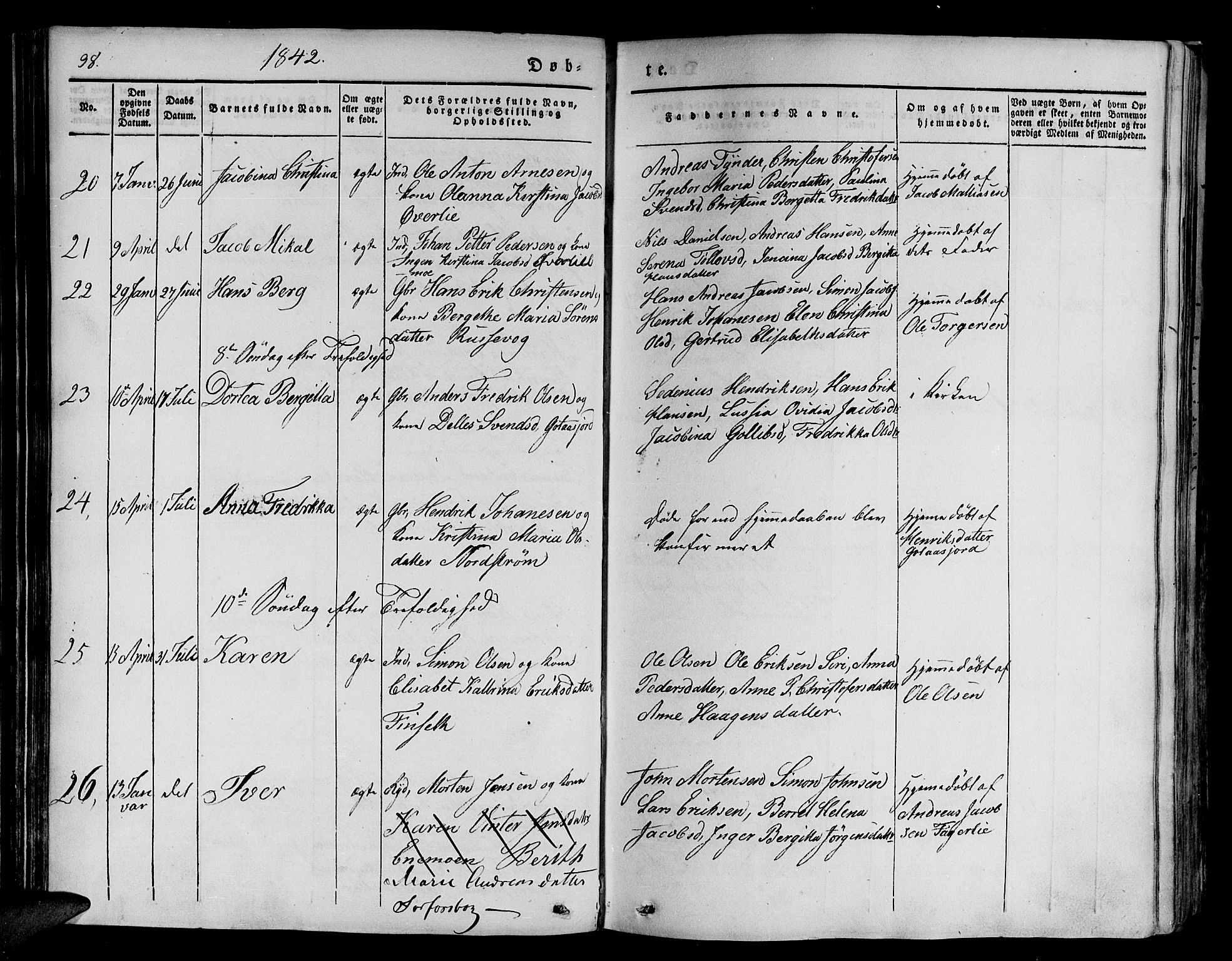 Tranøy sokneprestkontor, SATØ/S-1313/I/Ia/Iaa/L0005kirke: Parish register (official) no. 5, 1829-1844, p. 98