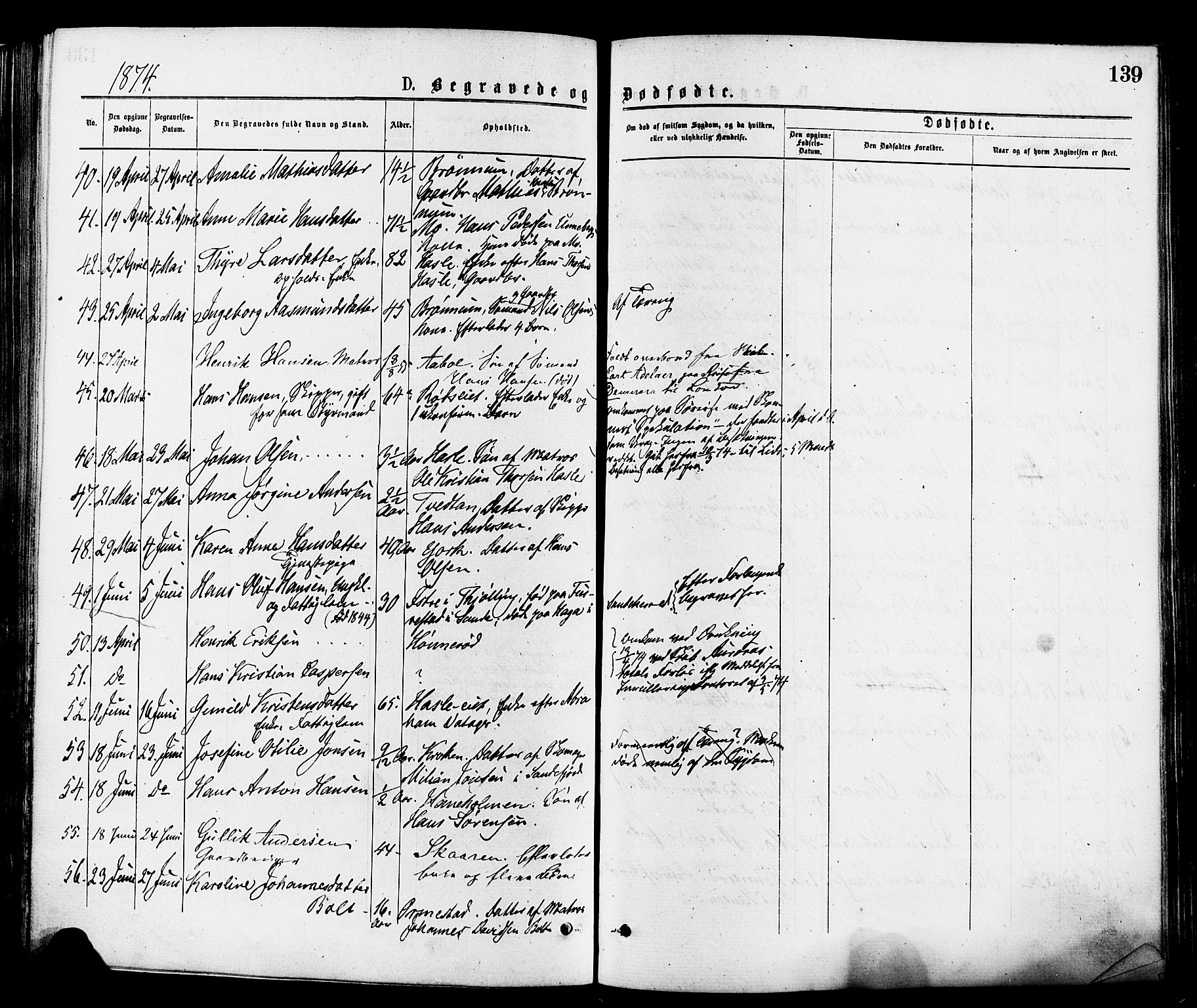 Sandar kirkebøker, SAKO/A-243/F/Fa/L0011: Parish register (official) no. 11, 1872-1882, p. 139