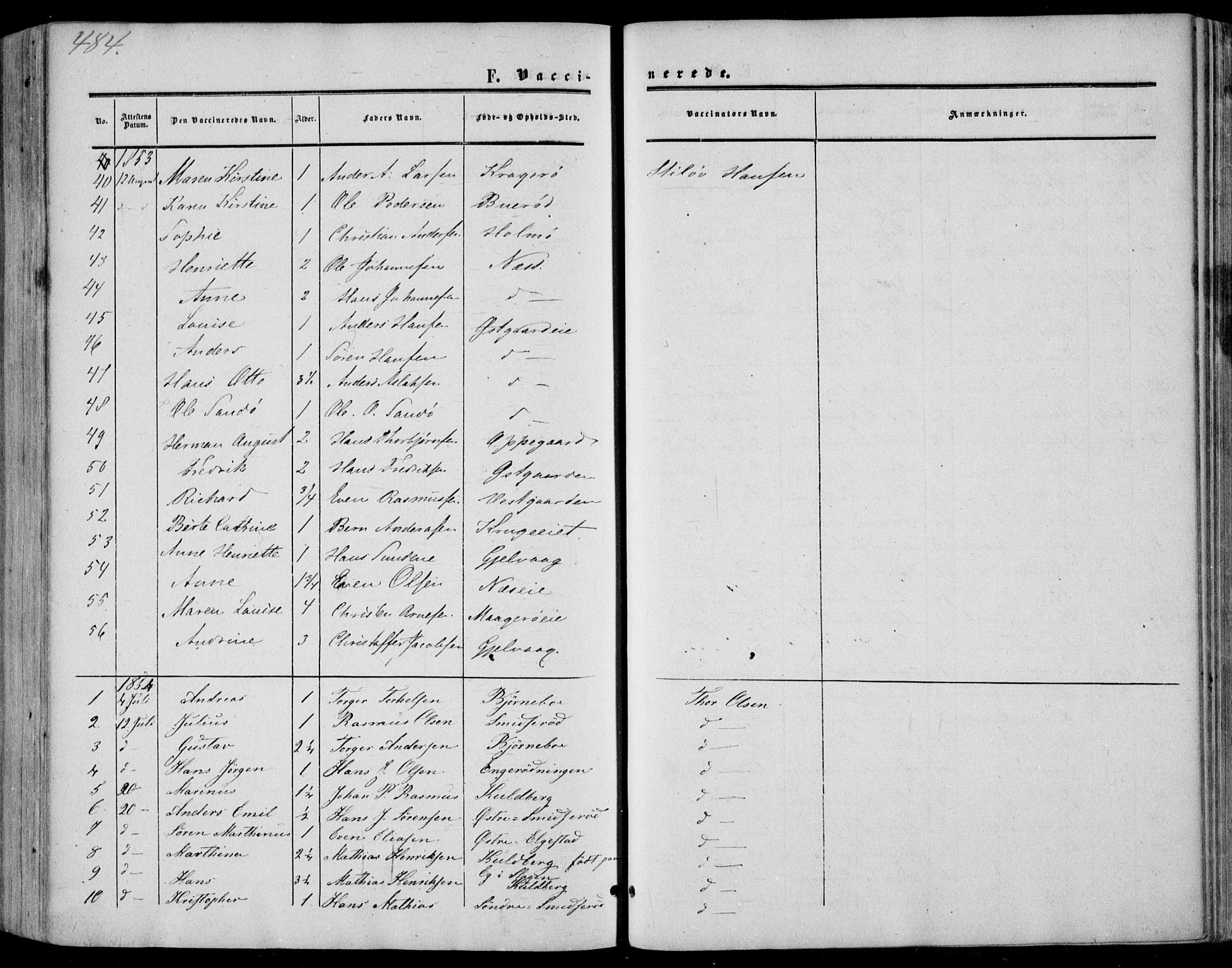 Nøtterøy kirkebøker, AV/SAKO-A-354/F/Fa/L0006: Parish register (official) no. I 6, 1852-1864, p. 484