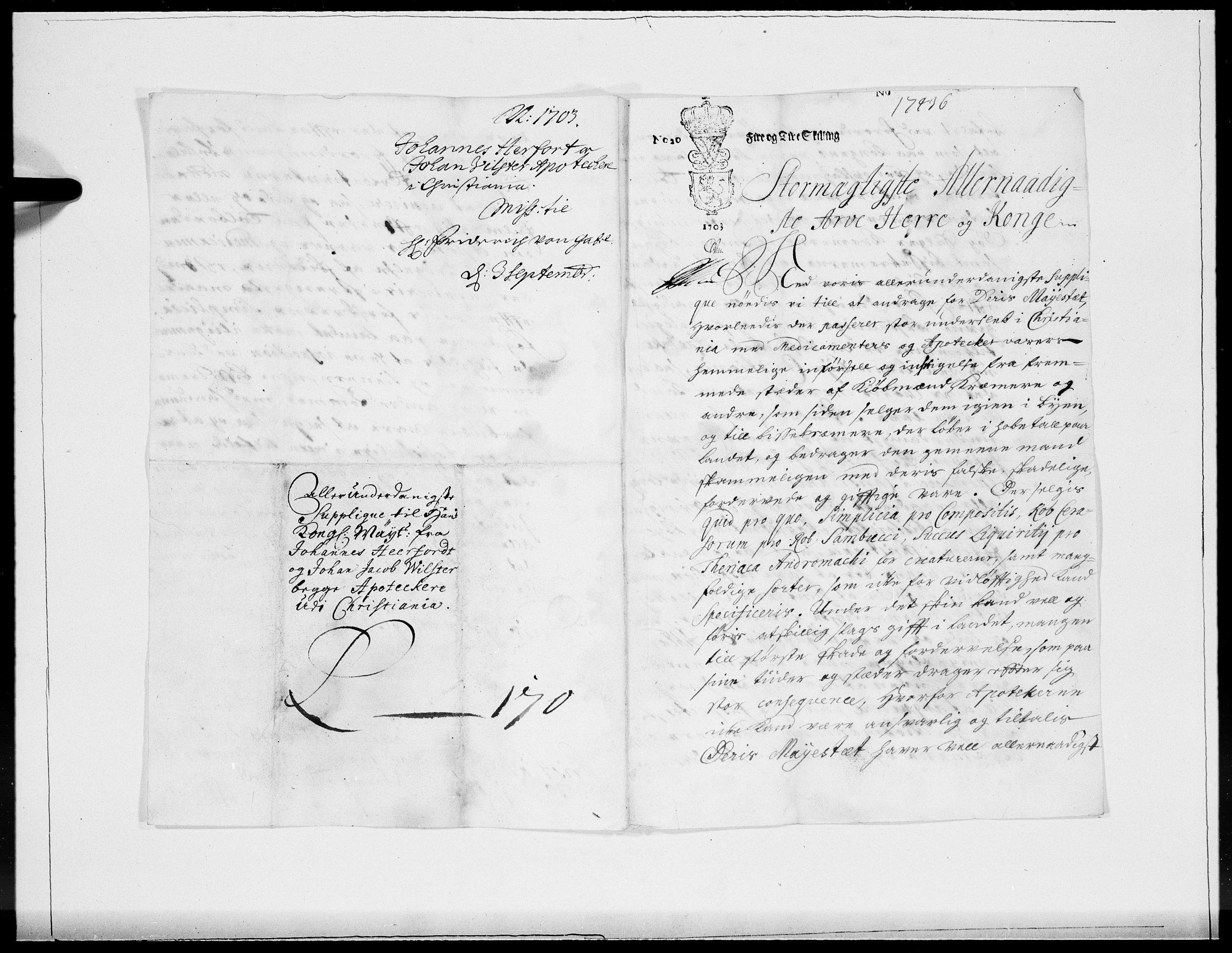 Danske Kanselli 1572-1799, AV/RA-EA-3023/F/Fc/Fcc/Fcca/L0054: Norske innlegg 1572-1799, 1703, p. 396