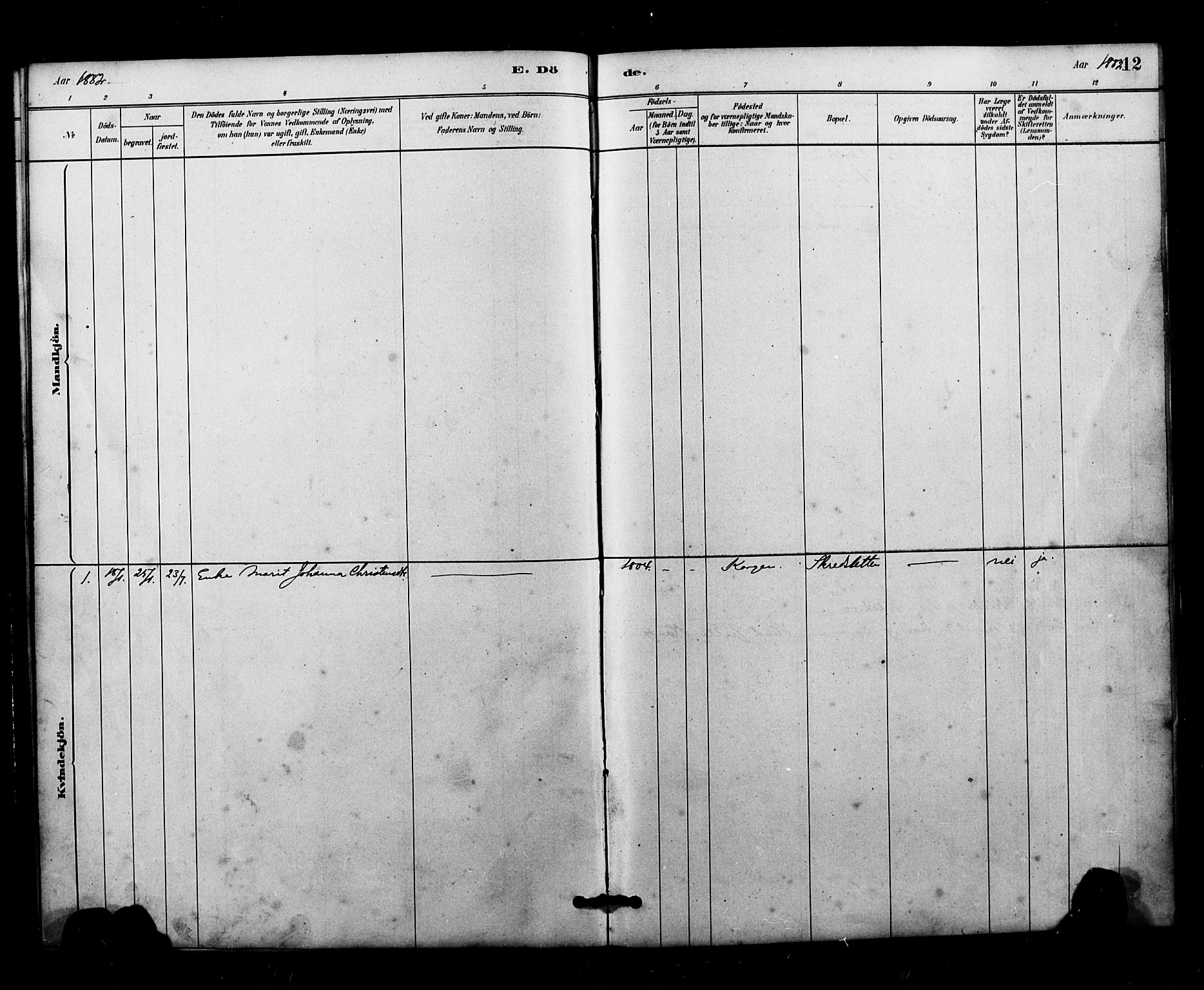 Ministerialprotokoller, klokkerbøker og fødselsregistre - Nordland, AV/SAT-A-1459/826/L0382: Parish register (copy) no. 826C02, 1879-1914, p. 12