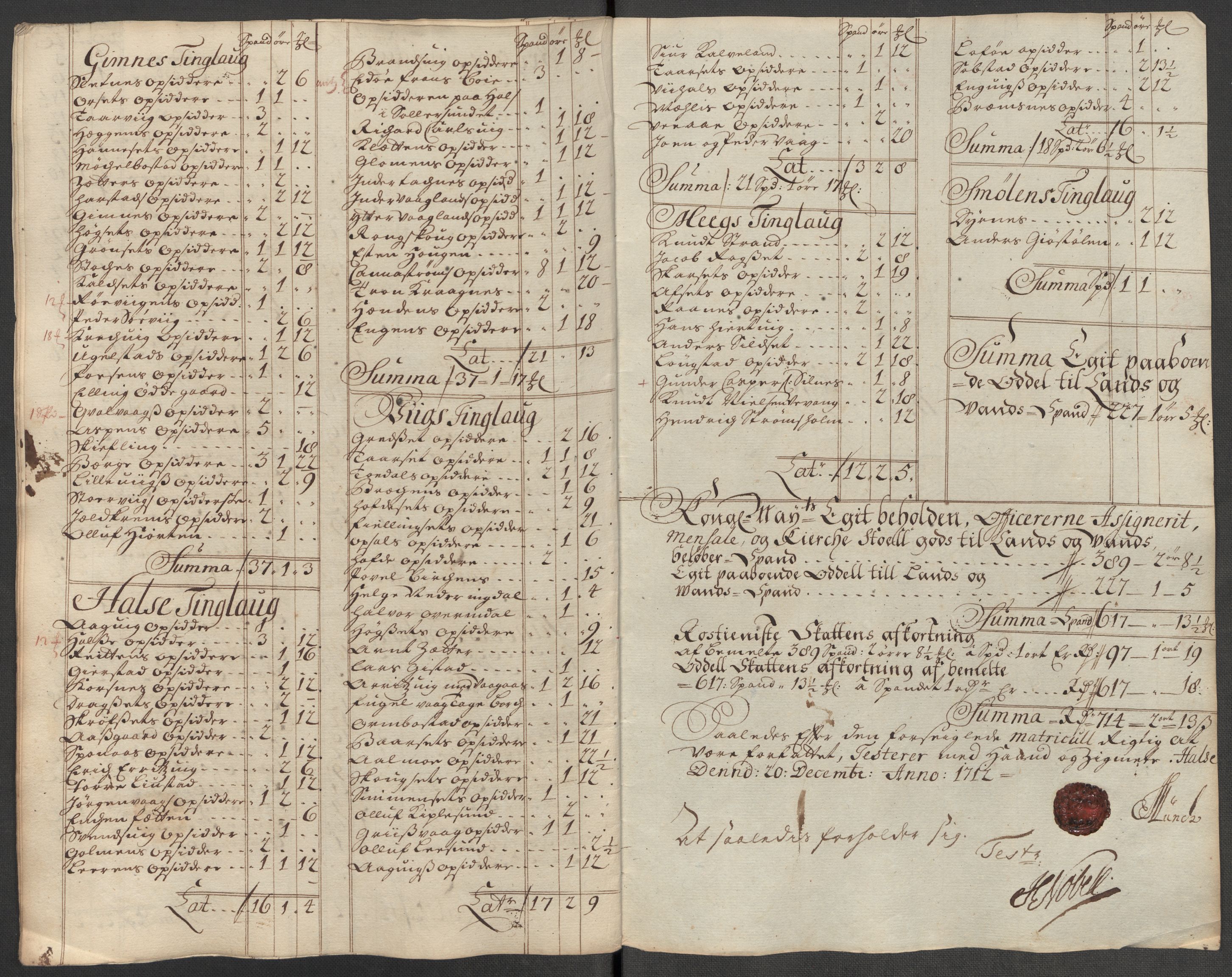 Rentekammeret inntil 1814, Reviderte regnskaper, Fogderegnskap, AV/RA-EA-4092/R56/L3746: Fogderegnskap Nordmøre, 1712, p. 154