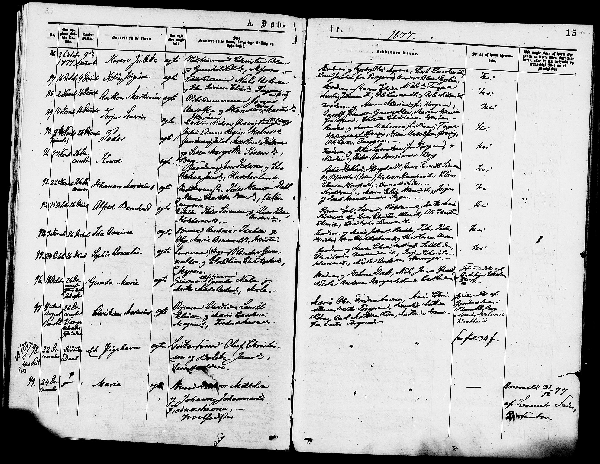 Eidanger kirkebøker, AV/SAKO-A-261/F/Fa/L0011: Parish register (official) no. 11, 1875-1878, p. 15
