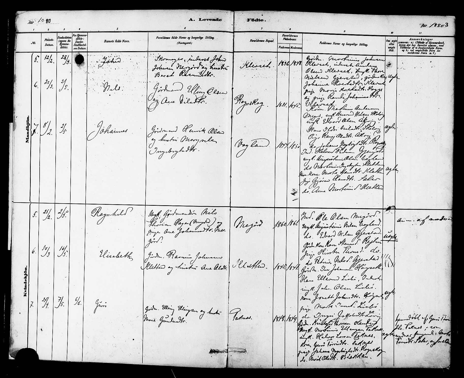 Ministerialprotokoller, klokkerbøker og fødselsregistre - Møre og Romsdal, SAT/A-1454/576/L0885: Parish register (official) no. 576A03, 1880-1898, p. 3