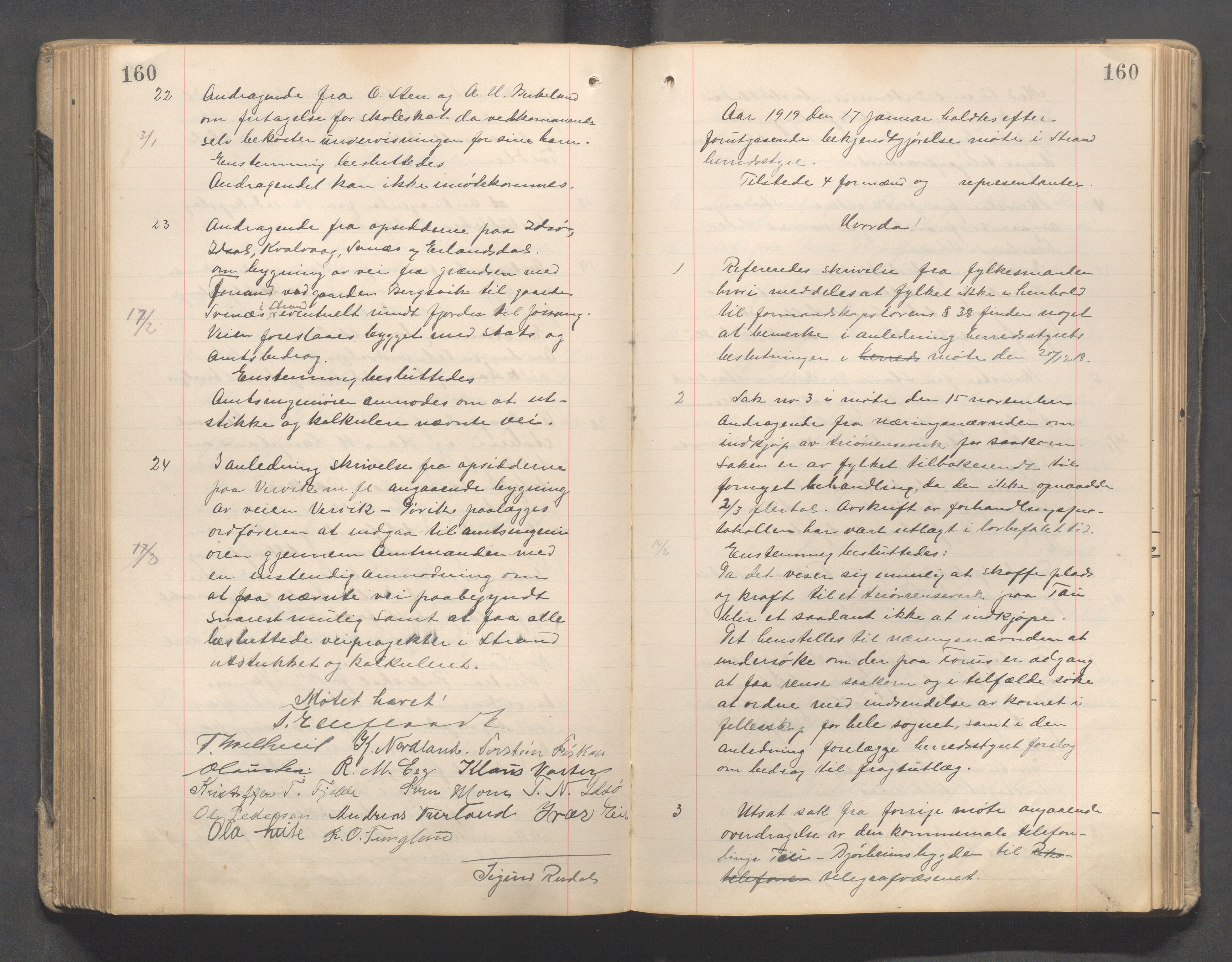 Strand kommune - Formannskapet/Rådmannskontoret, IKAR/A-104/A/Aa/Aaa/L0004: Møtebok, 1913-1921, p. 160