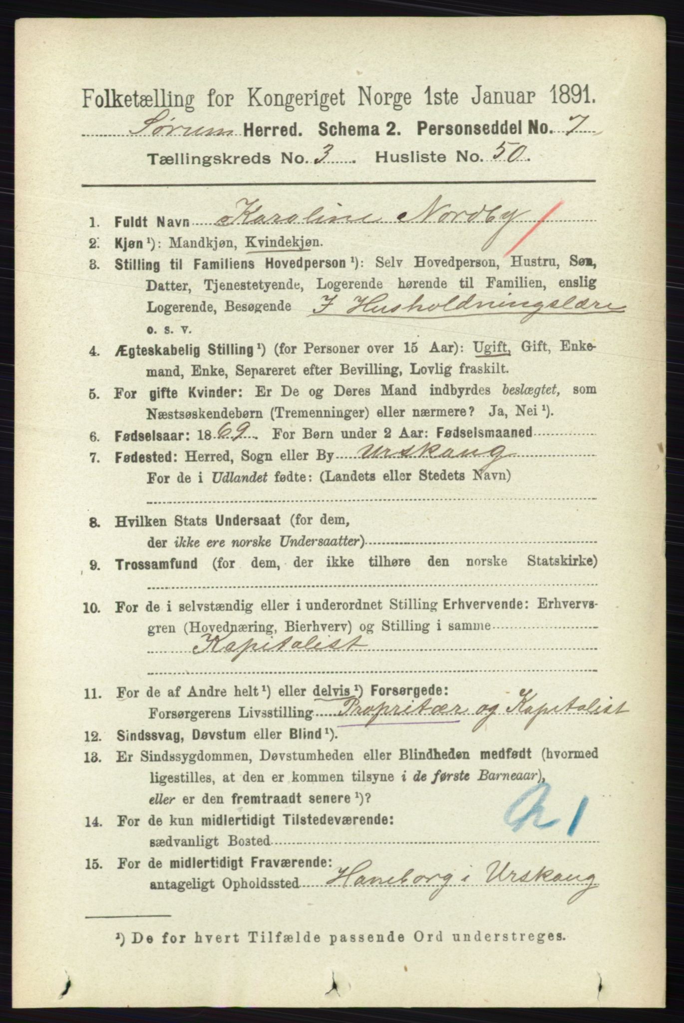 RA, 1891 census for 0226 Sørum, 1891, p. 1576