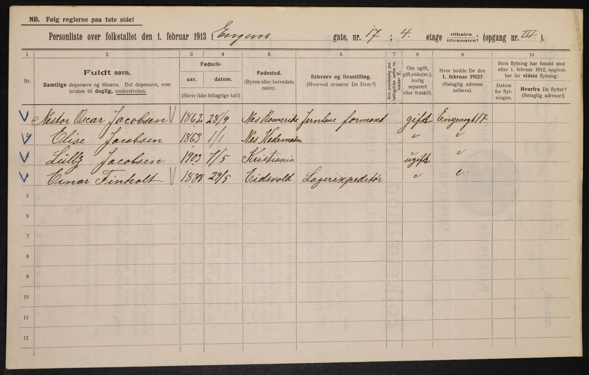 OBA, Municipal Census 1913 for Kristiania, 1913, p. 22030