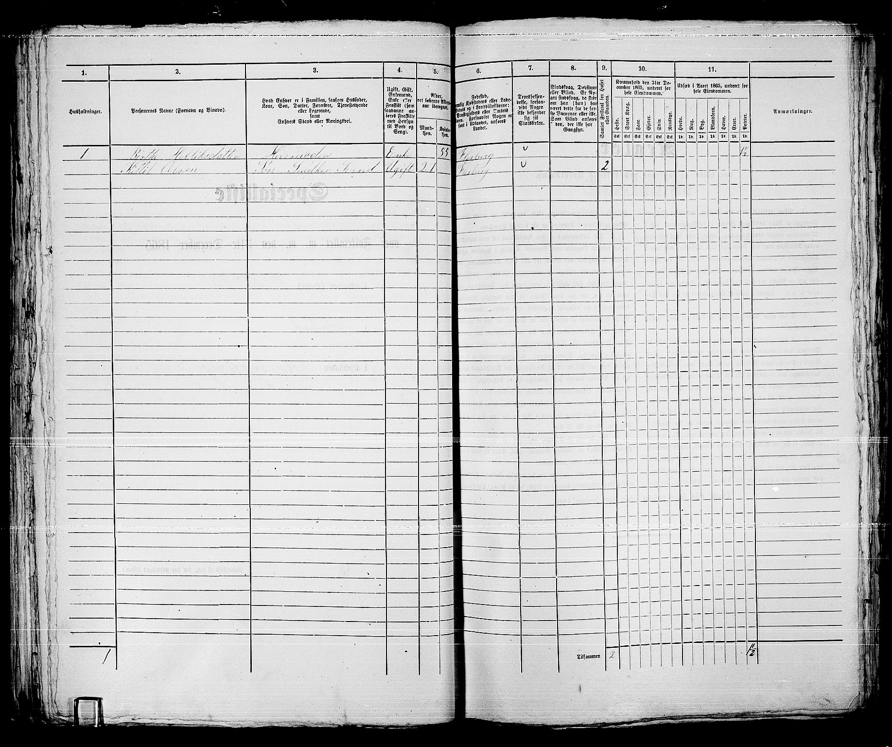 RA, 1865 census for Kongsberg/Kongsberg, 1865, p. 1091