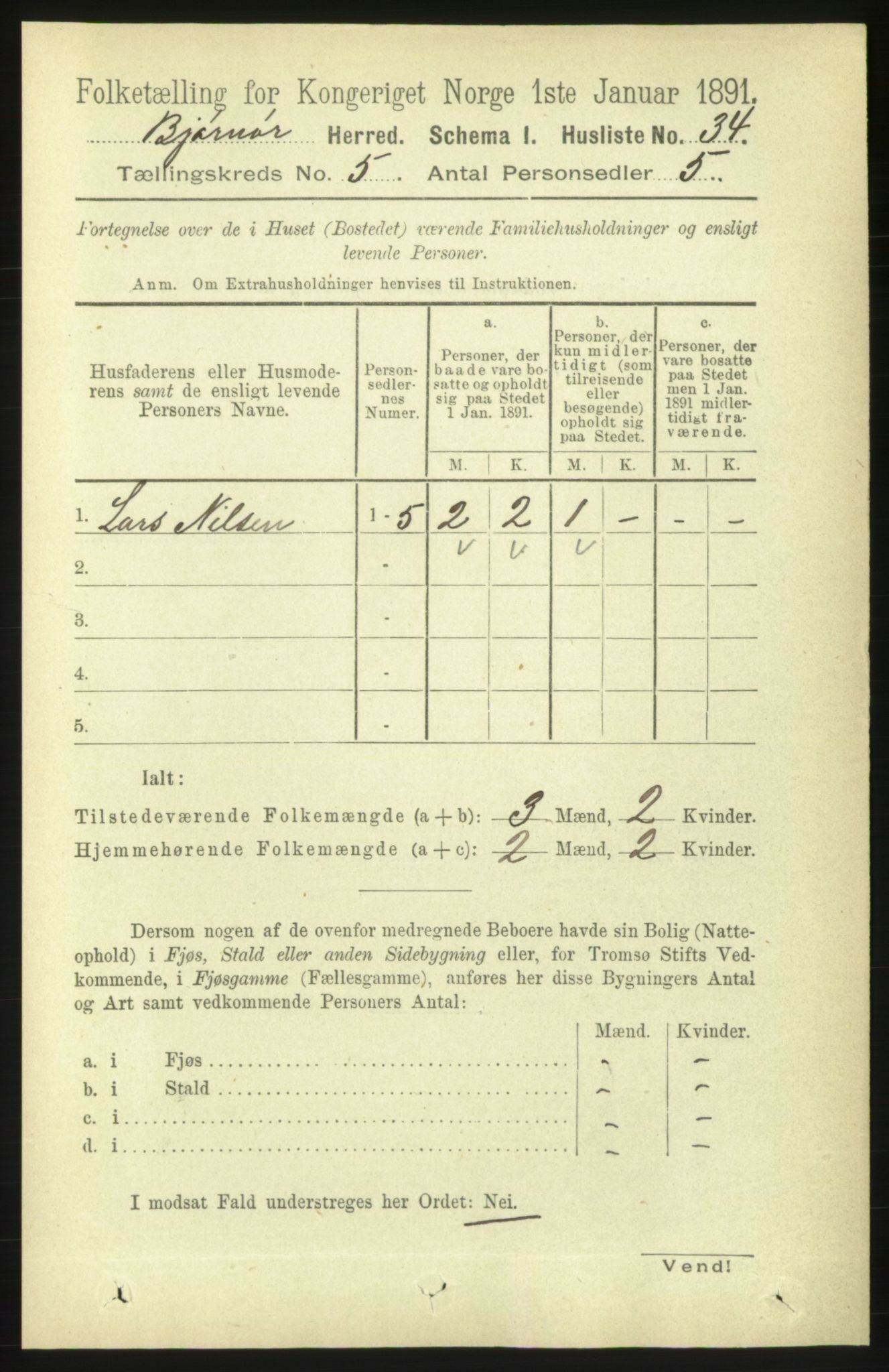 RA, 1891 census for 1632 Bjørnør, 1891, p. 2275