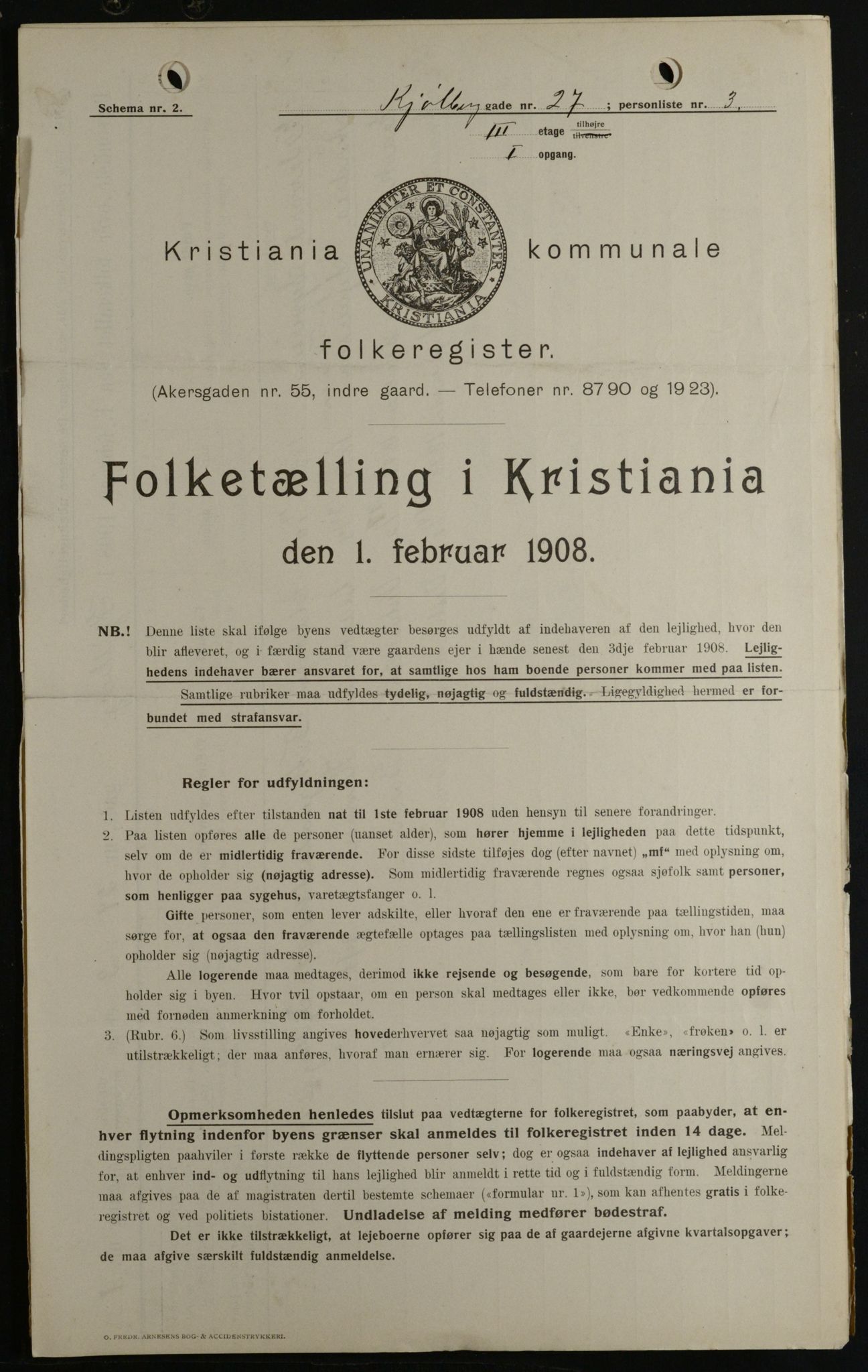 OBA, Municipal Census 1908 for Kristiania, 1908, p. 46335