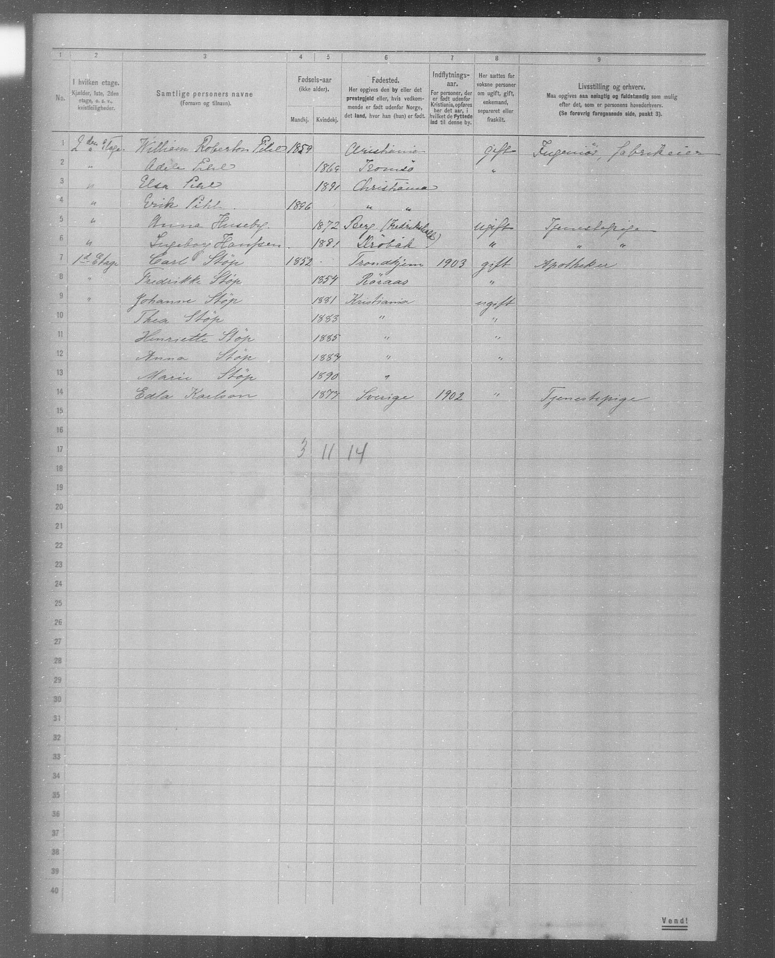 OBA, Municipal Census 1904 for Kristiania, 1904, p. 4762