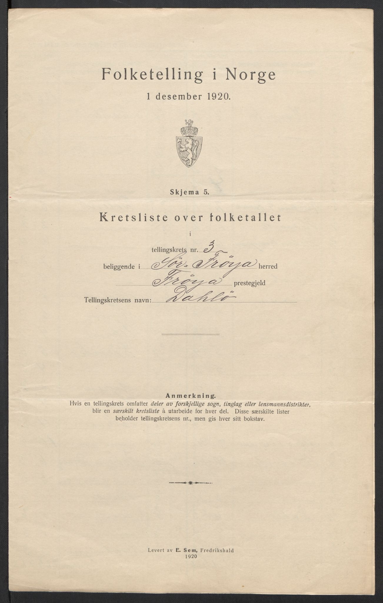 SAT, 1920 census for Sør-Frøya, 1920, p. 13