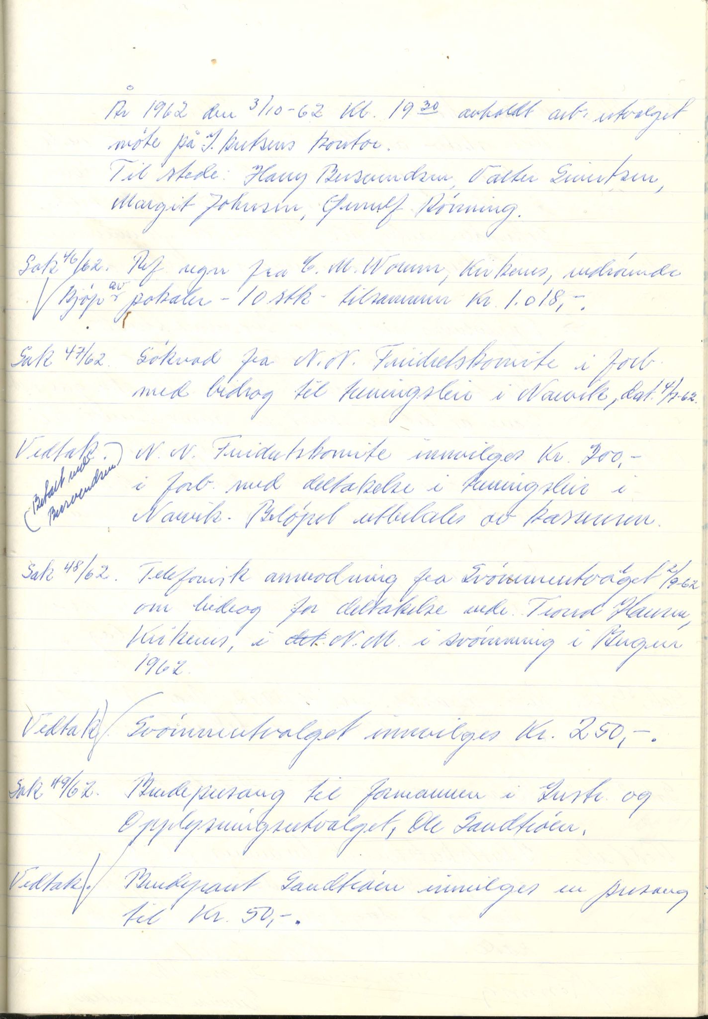 Aust-Finnmark Idrettskrets , FMFB/A-1041/A/L0005: Møteprotokoll for styre, ting og arbeidsutvalg, 1958-1963, p. 166