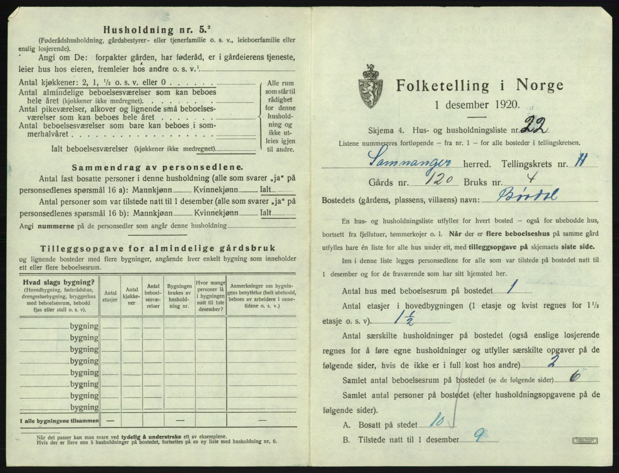 SAB, 1920 census for Samnanger, 1920, p. 604