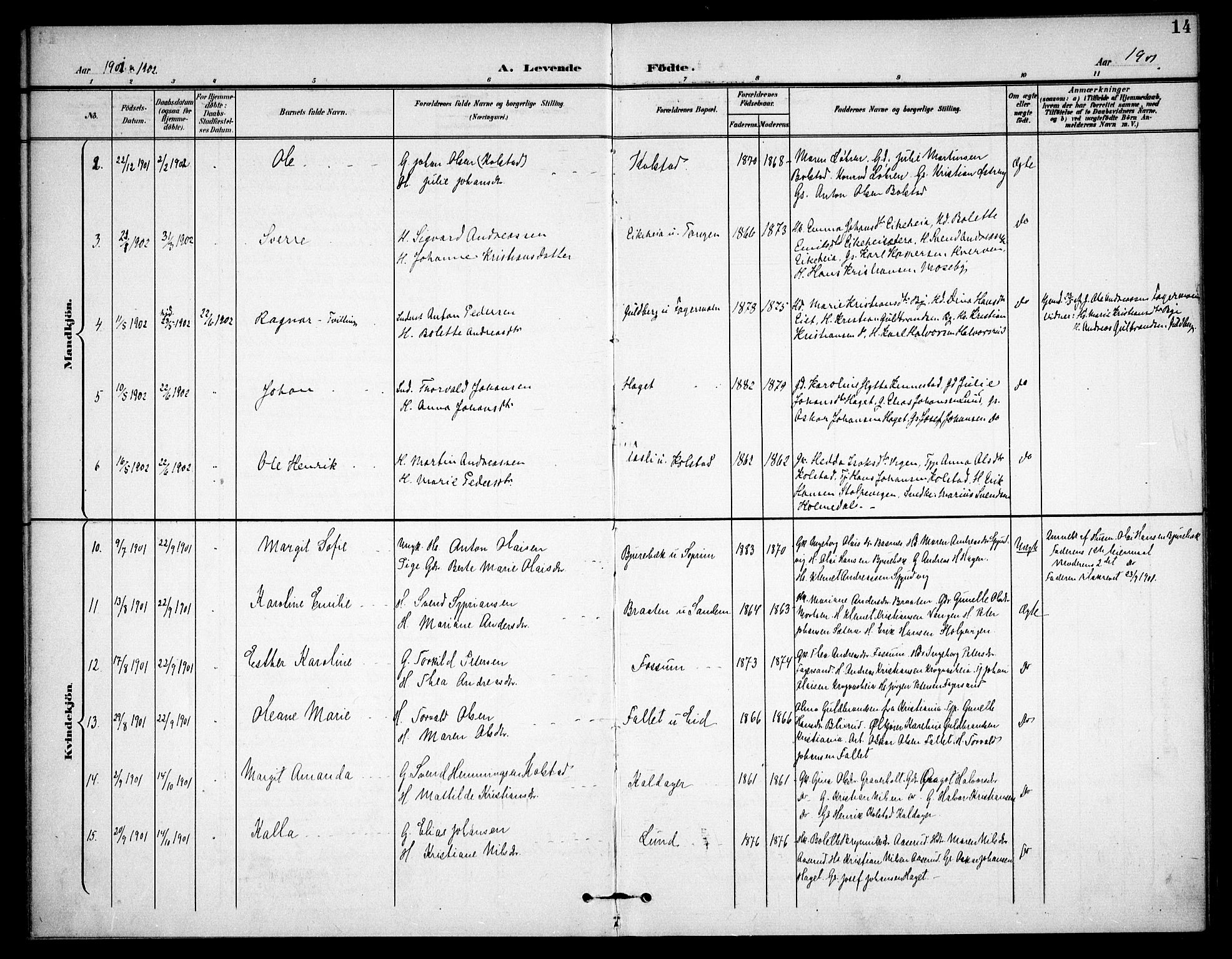 Høland prestekontor Kirkebøker, AV/SAO-A-10346a/F/Fc/L0003: Parish register (official) no. III 3, 1897-1911, p. 14