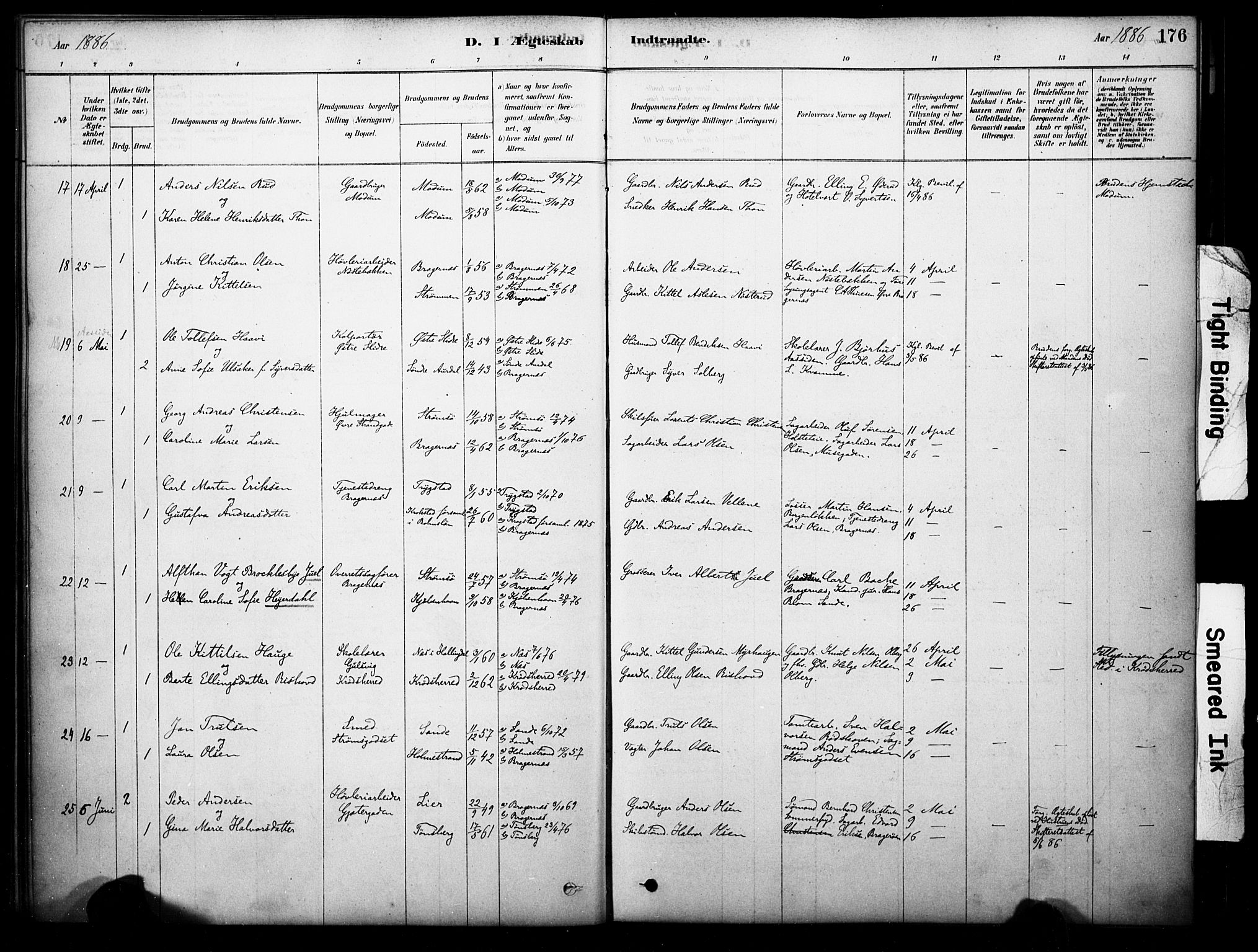 Bragernes kirkebøker, SAKO/A-6/F/Fc/L0005: Parish register (official) no. III 5, 1878-1890, p. 176